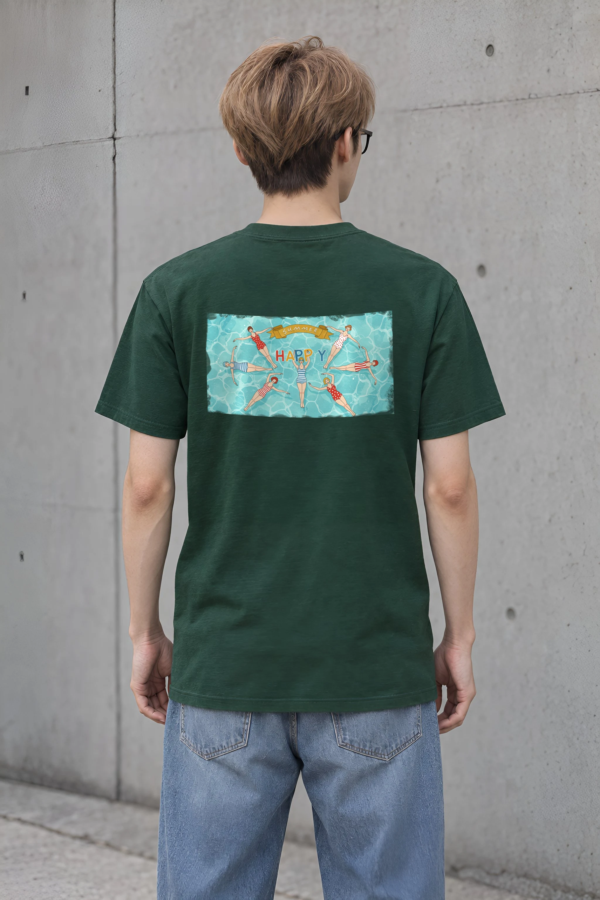 "Summer Happy" Heavyweight Unisex Crewneck T-shirt