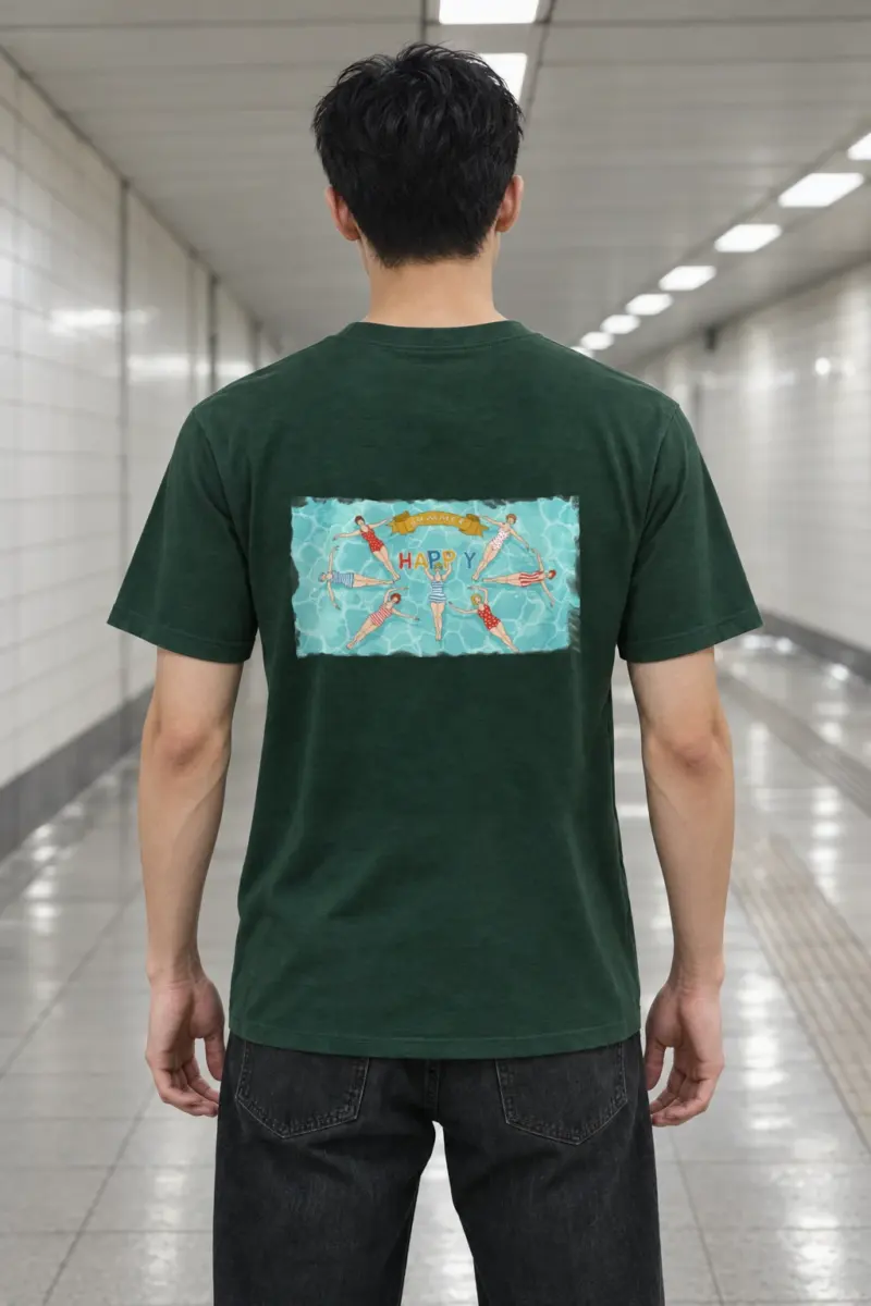 "Summer Happy" Heavyweight Unisex Crewneck T-shirt