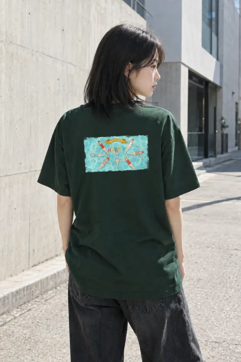 "Summer Happy" Heavyweight Unisex Crewneck T-shirt | Gildan 5000