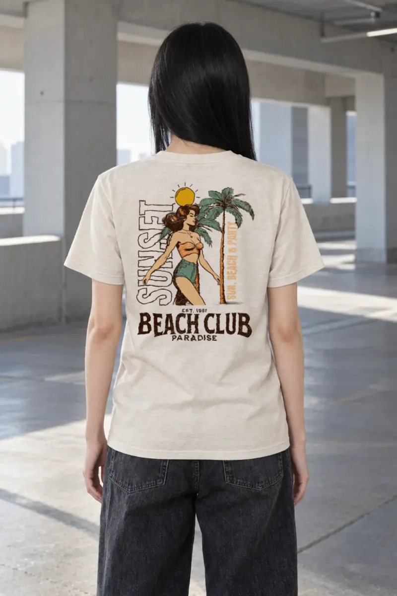 "Sun, Beach & Party" Heavyweight Unisex Crewneck T-shirt | Gildan 5000