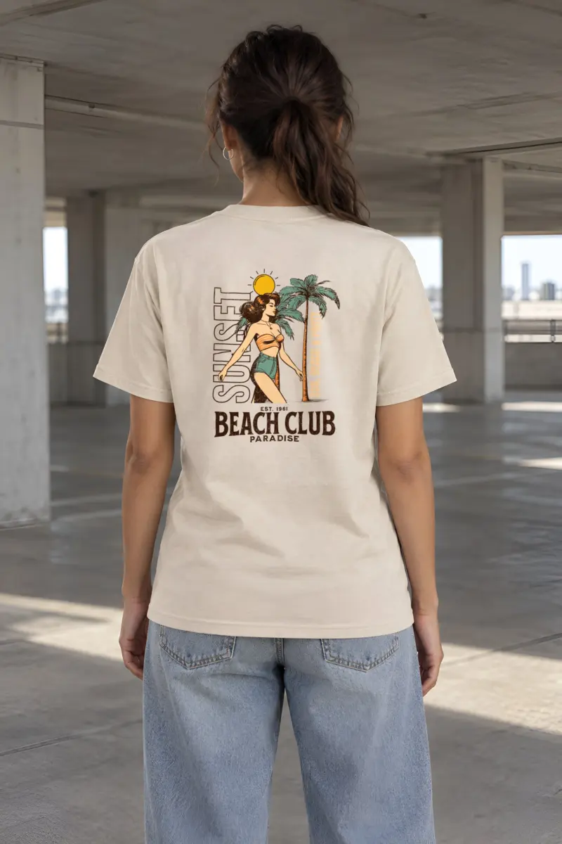 "Sun, Beach & Party" Heavyweight Unisex Crewneck T-shirt