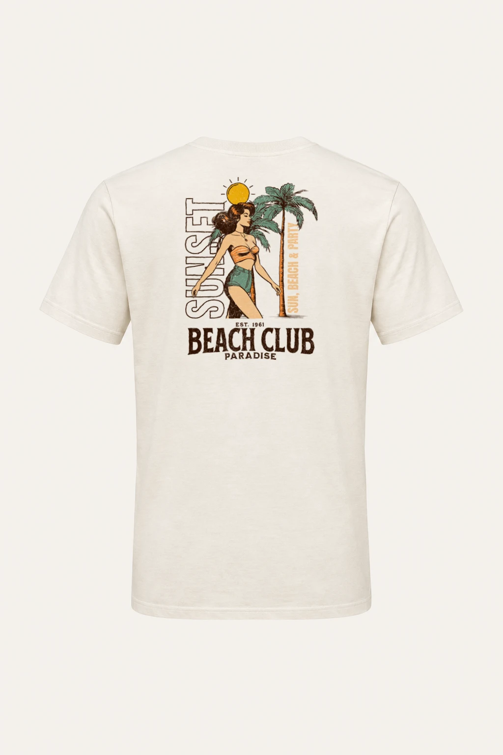 "Sun, Beach & Party" Heavyweight Unisex Crewneck T-shirt | Gildan 5000