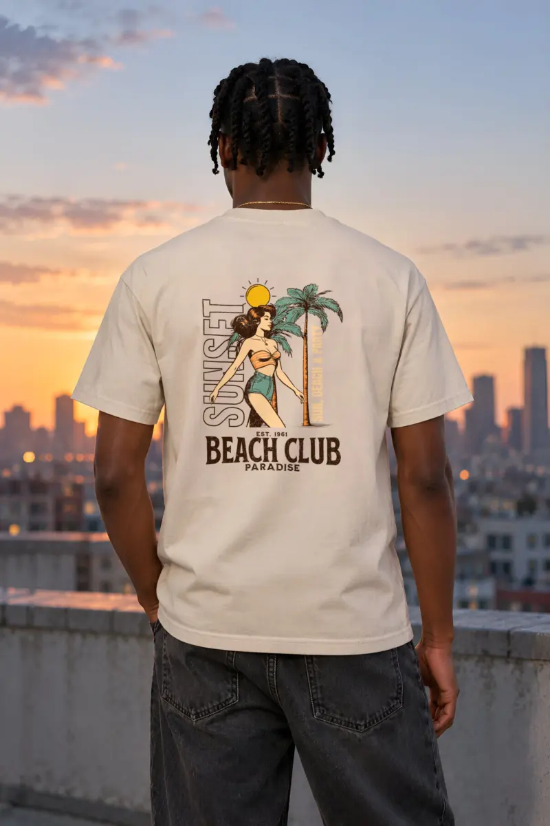 "Sun, Beach & Party" Heavyweight Unisex Crewneck T-shirt