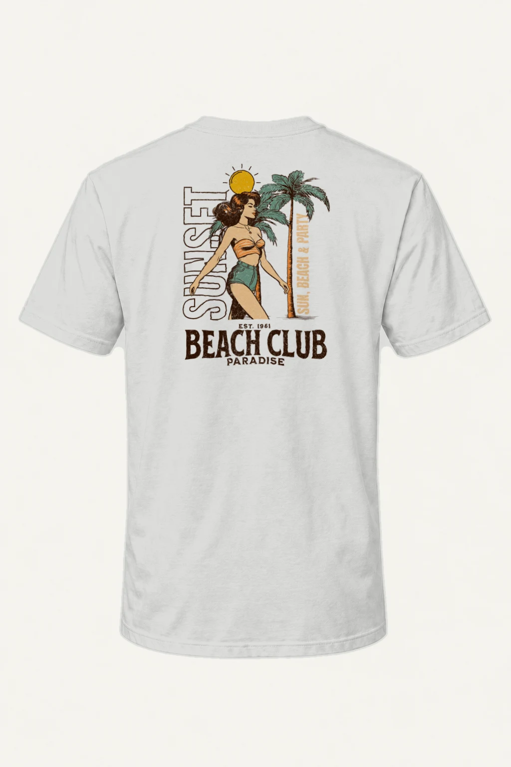"Sun, Beach & Party" Heavyweight Unisex Crewneck T-shirt | Gildan 5000