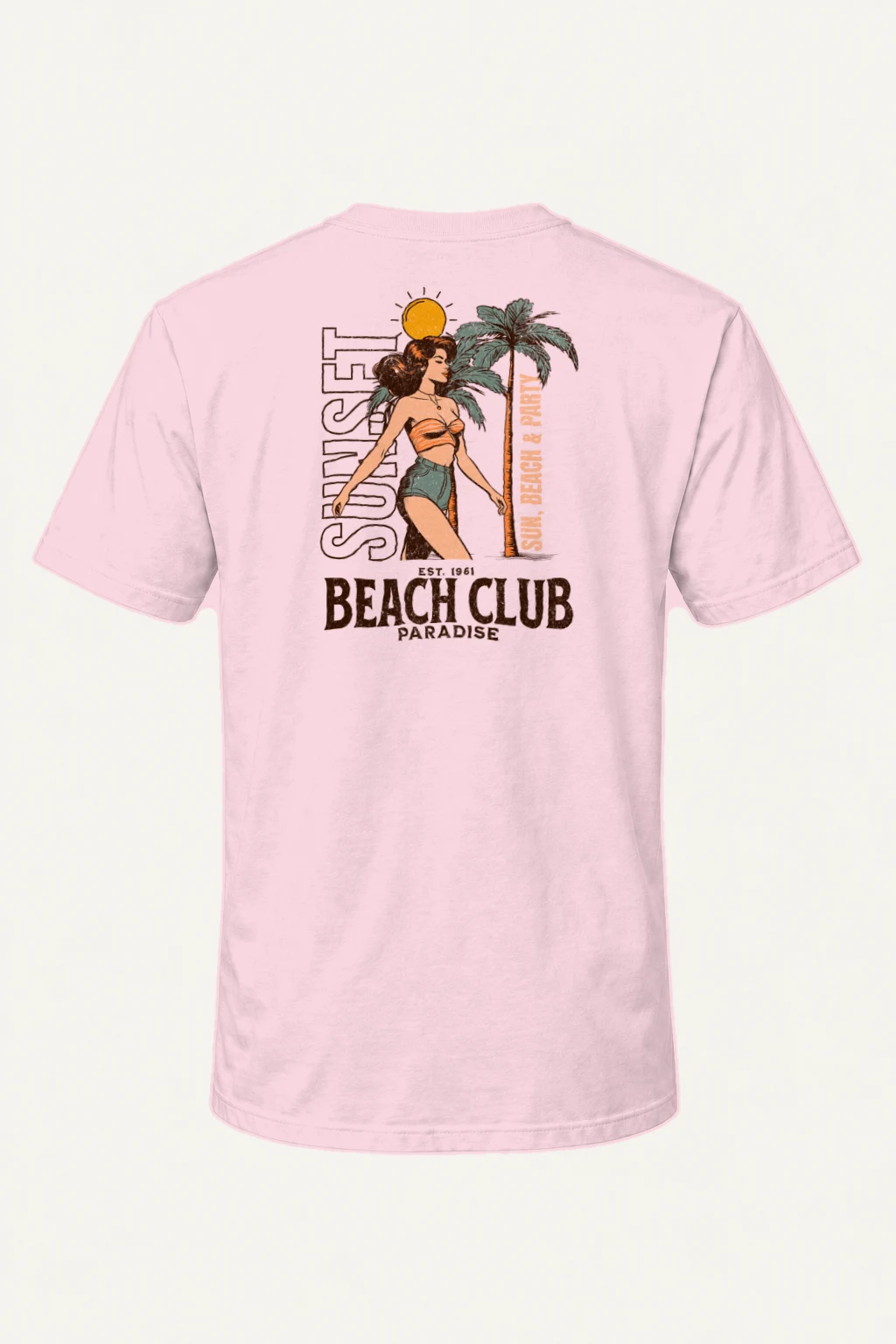 "Sun, Beach & Party" Heavyweight Unisex Crewneck T-shirt | Gildan 5000