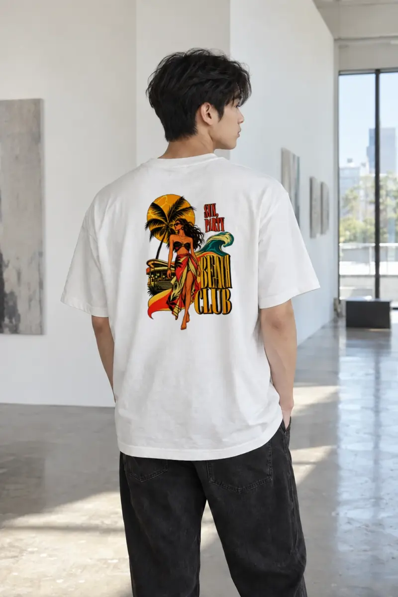 "Sun Party Beach Club" Heavyweight Unisex Crewneck T-shirt | Gildan 5000