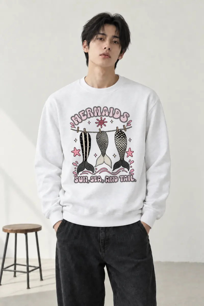 "Sun, Sea, And Tail" Heavy Blend Unisex Crewneck Sweatshirt | Gildan 18000