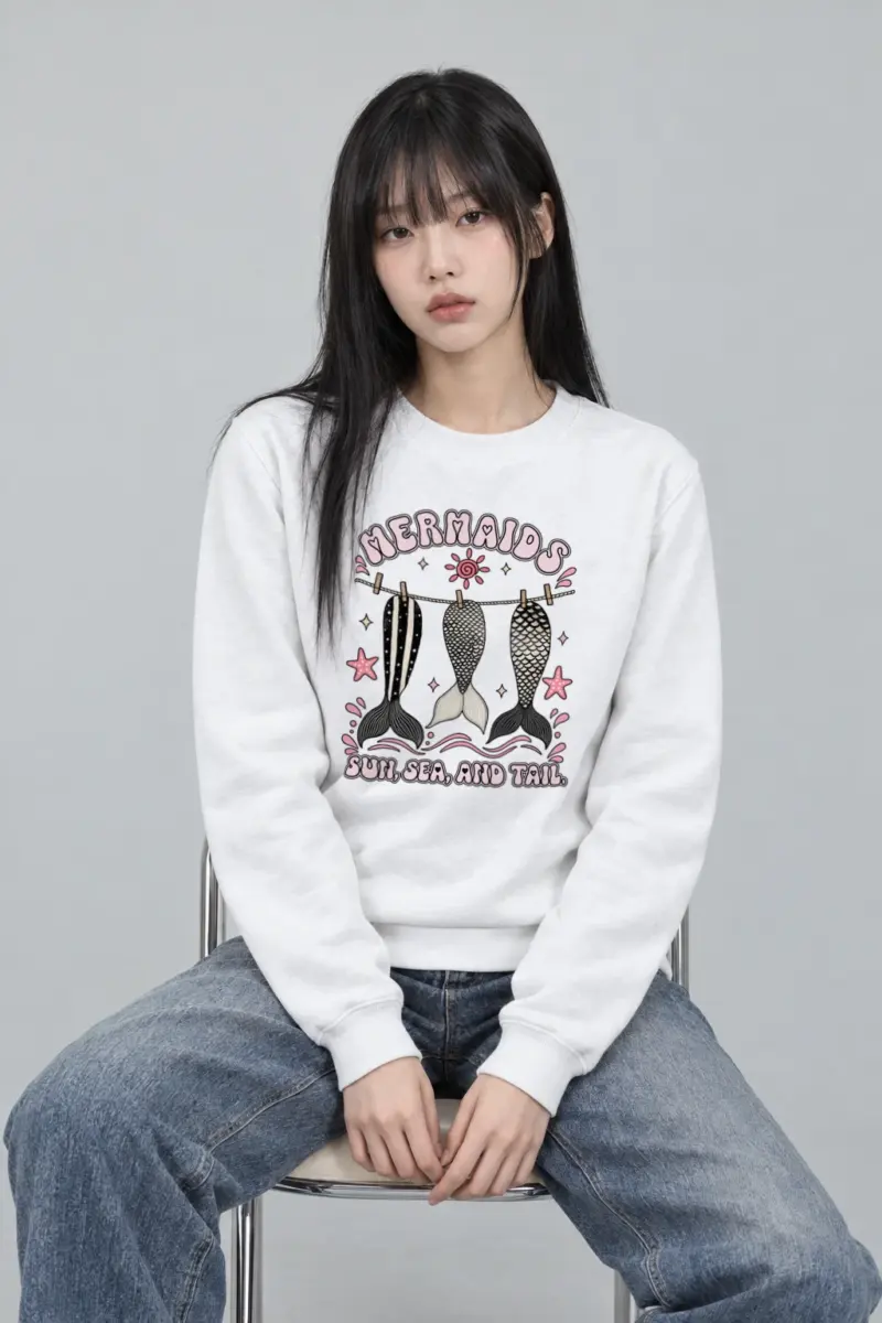 "Sun, Sea, And Tail" Heavy Blend Unisex Crewneck Sweatshirt