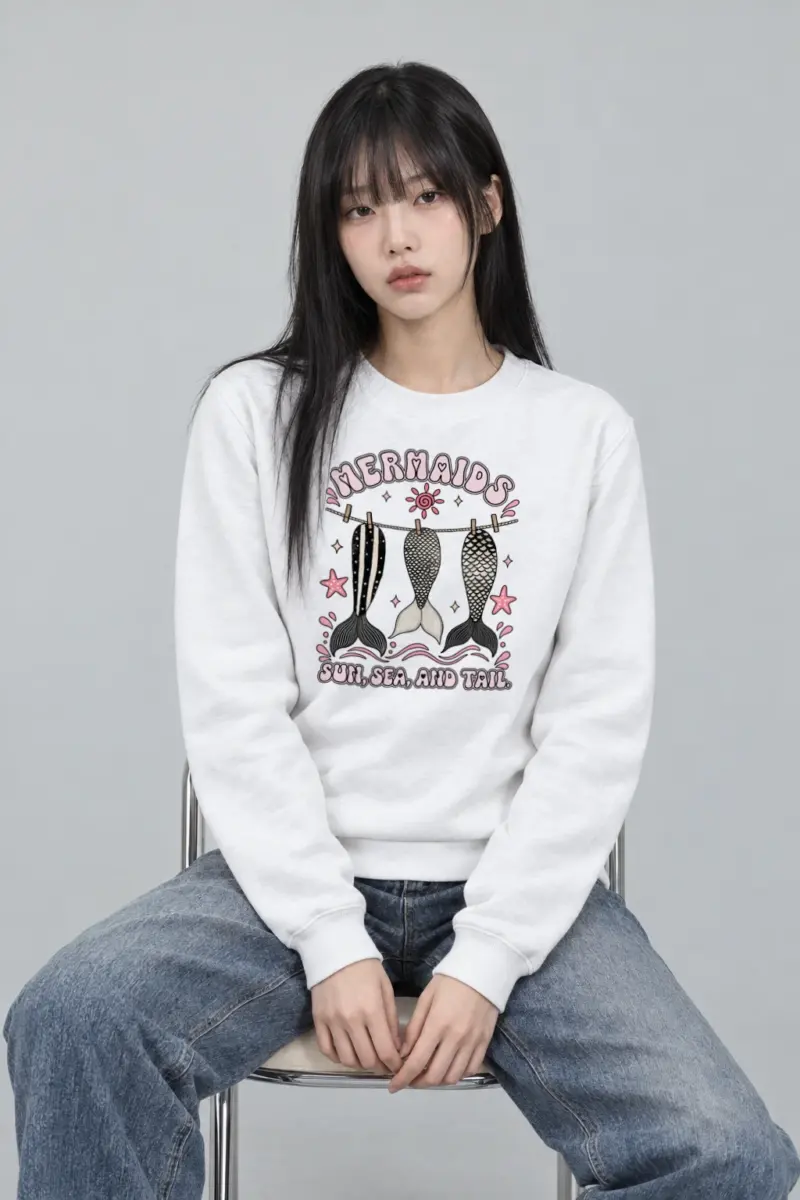 "Sun, Sea, And Tail" Heavy Blend Unisex Crewneck Sweatshirt