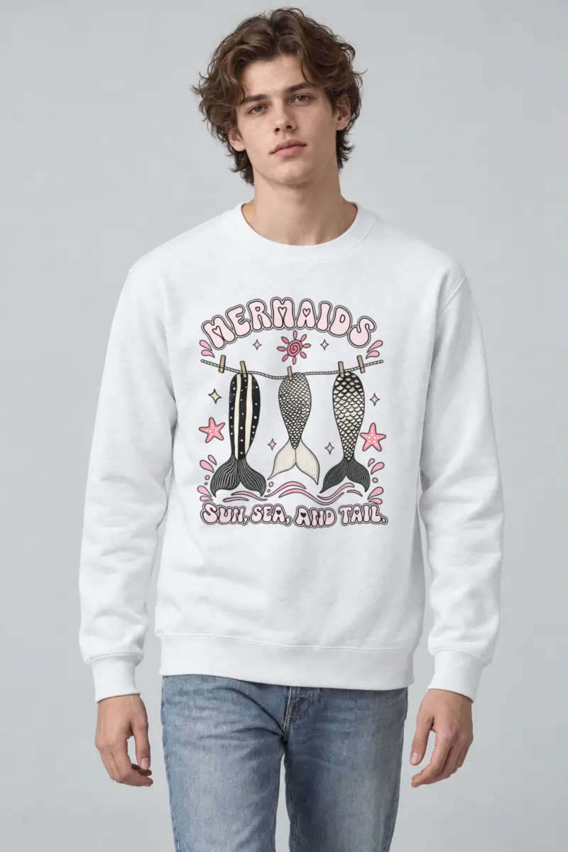 "Sun, Sea, And Tail" Heavy Blend Unisex Crewneck Sweatshirt