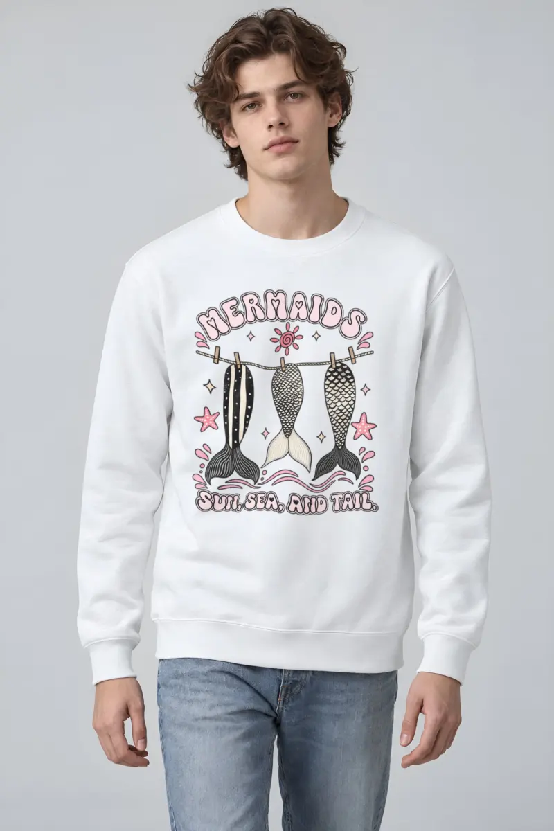 "Sun, Sea, And Tail" Heavy Blend Unisex Crewneck Sweatshirt
