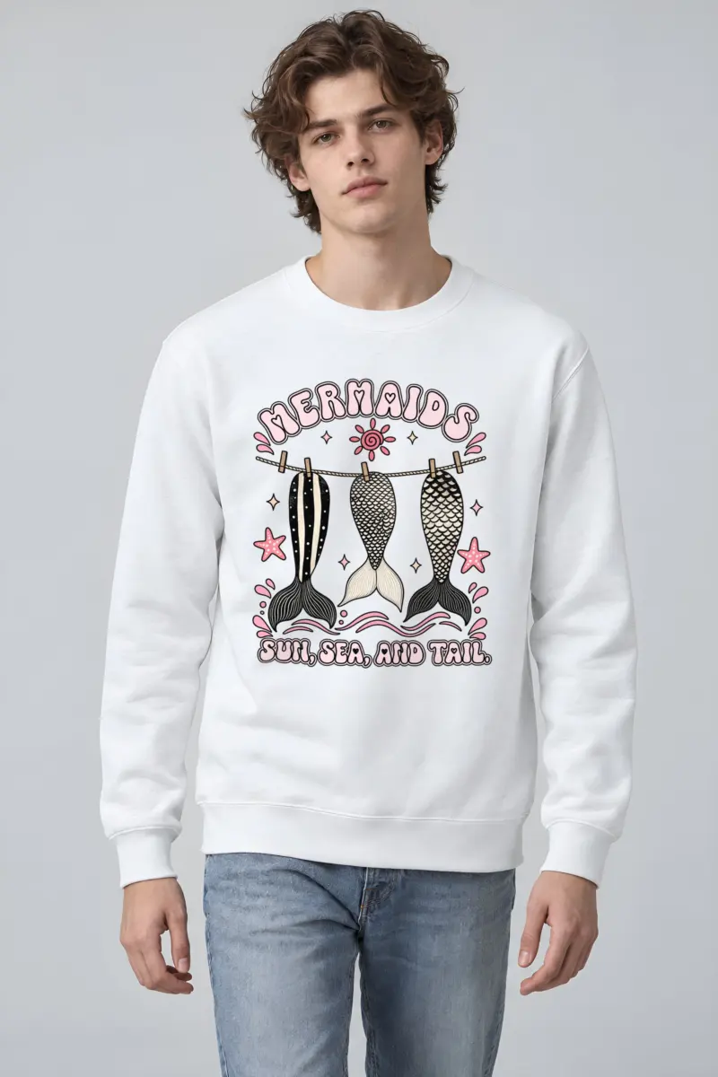 "Sun, Sea, And Tail" Heavy Blend Unisex Crewneck Sweatshirt