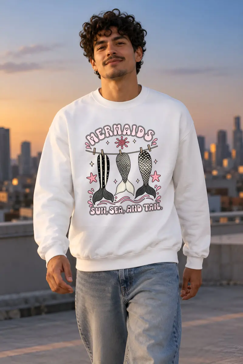 "Sun, Sea, And Tail" Heavy Blend Unisex Crewneck Sweatshirt