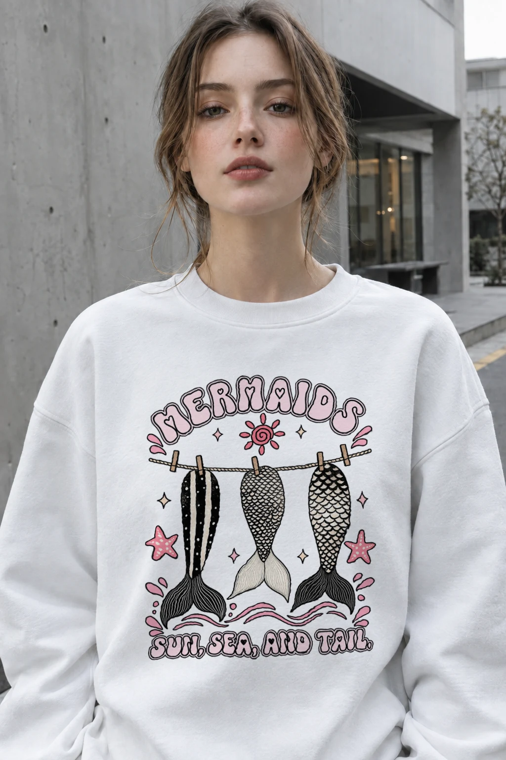 "Sun, Sea, And Tail" Heavy Blend Unisex Crewneck Sweatshirt | Gildan 18000
