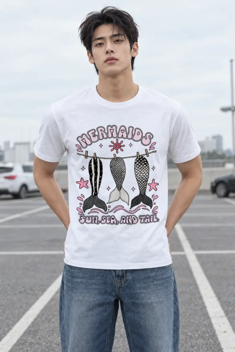 "Sun, Sea, And Tail" Heavyweight Unisex Crewneck T-shirt