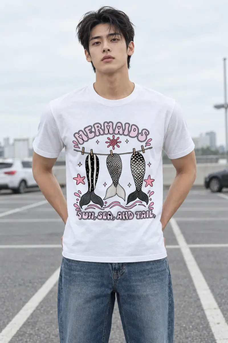"Sun, Sea, And Tail" Heavyweight Unisex Crewneck T-shirt