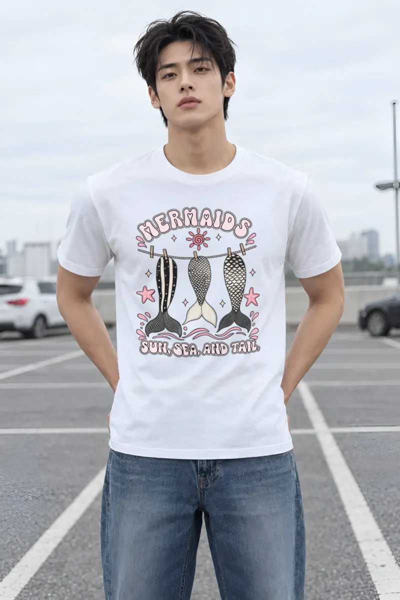 "Sun, Sea, And Tail" Heavyweight Unisex Crewneck T-shirt