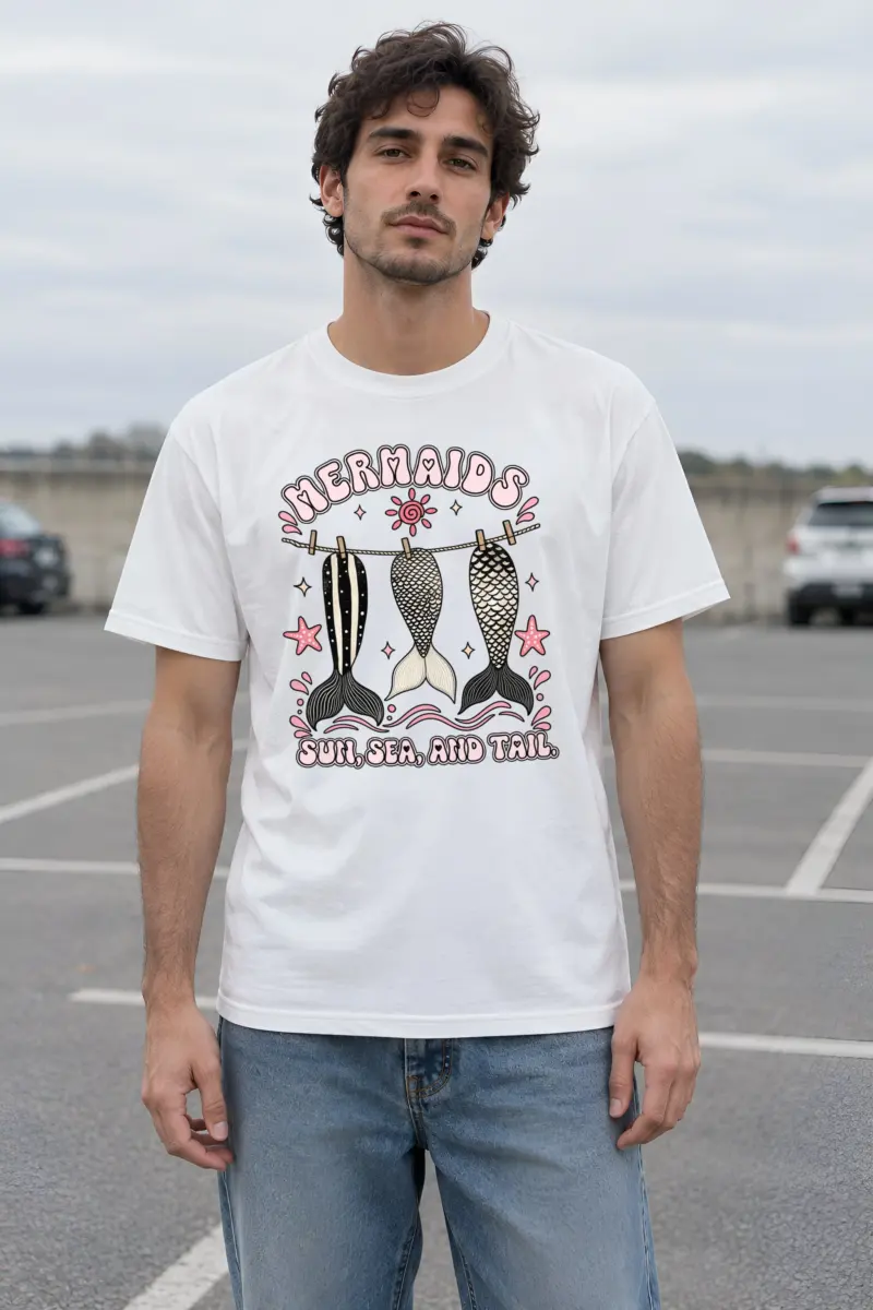 "Sun, Sea, And Tail" Heavyweight Unisex Crewneck T-shirt