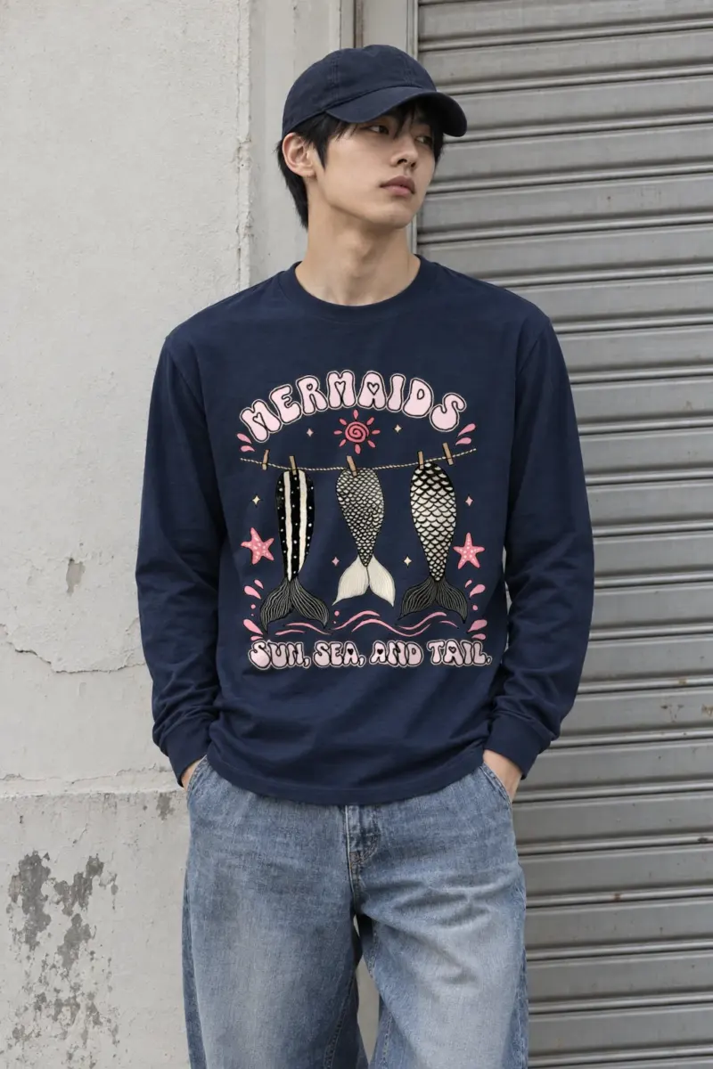 "Sun, Sea, And Tail" Unisex Longsleeve T-shirt | Gildan 2400