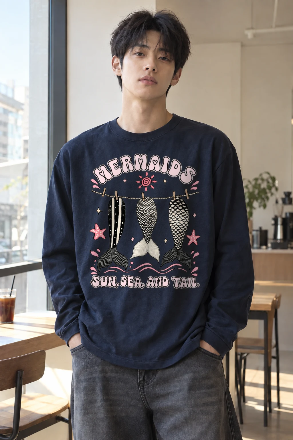 "Sun, Sea, And Tail" Unisex Longsleeve T-shirt | Gildan 2400