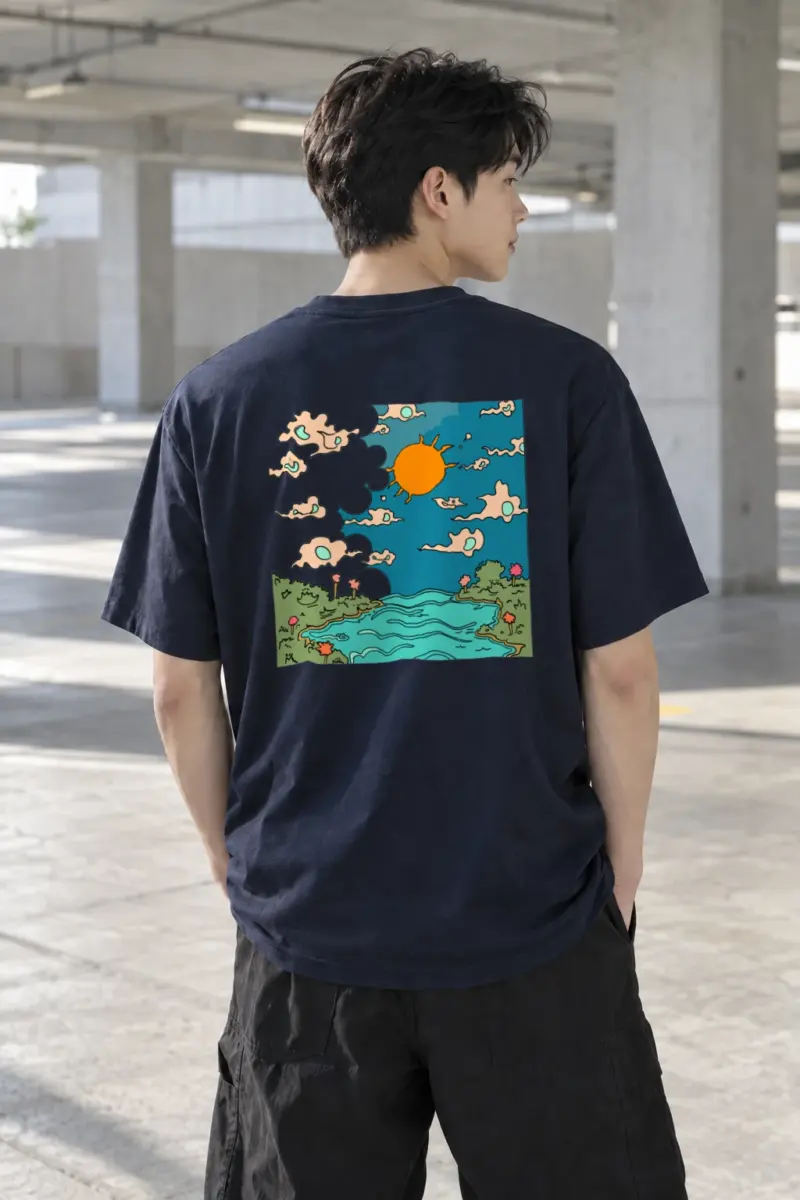 "Sunny Hillside" Heavyweight Unisex Crewneck T-shirt | Gildan 5000