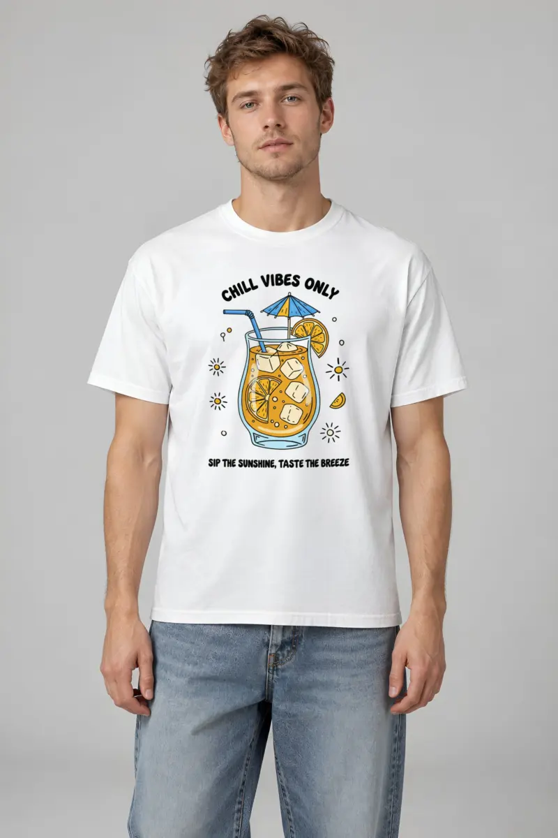 "Sunny Sips" Heavyweight Unisex Crewneck T-shirt