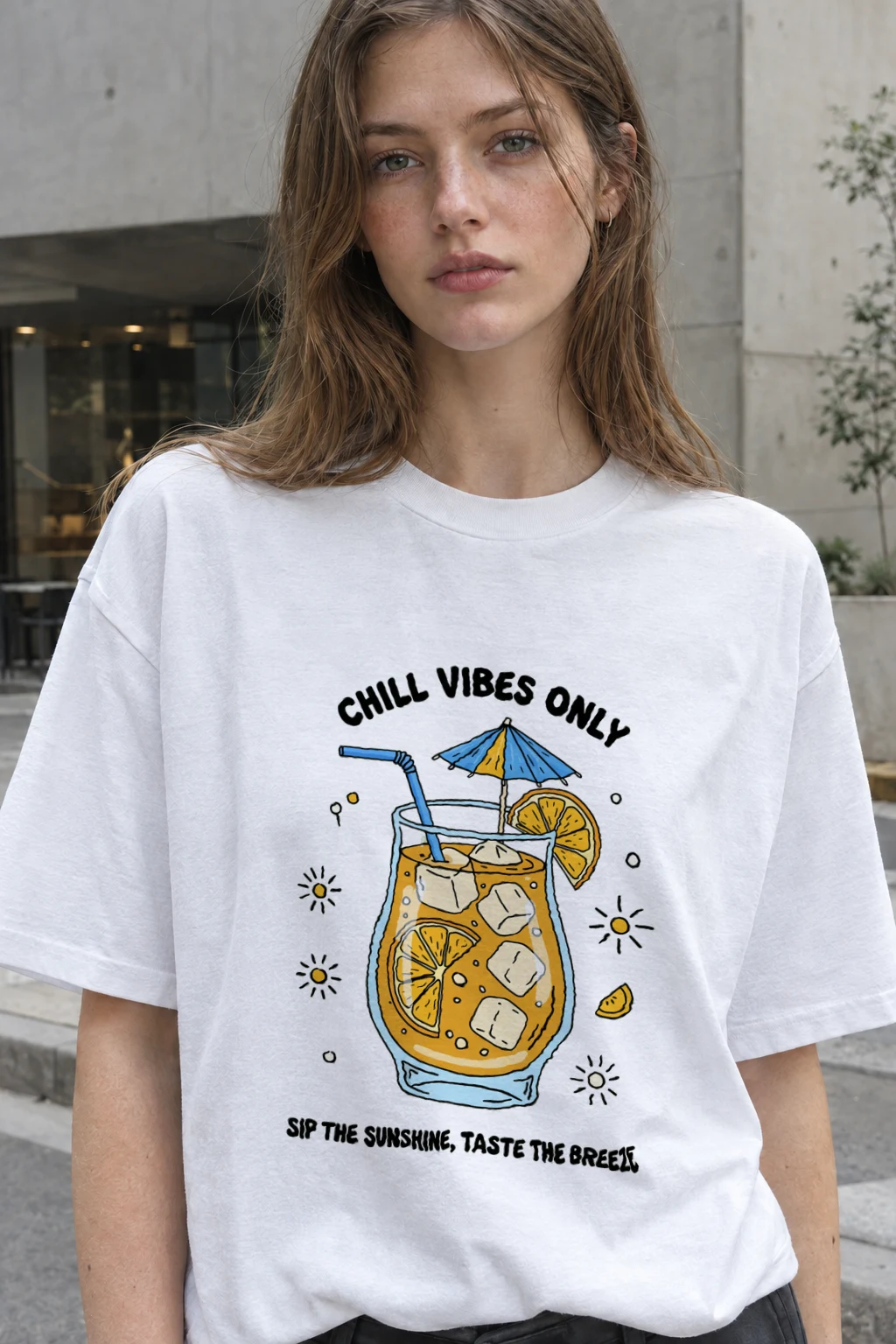 "Sunny Sips" Heavyweight Unisex Crewneck T-shirt | Gildan 5000