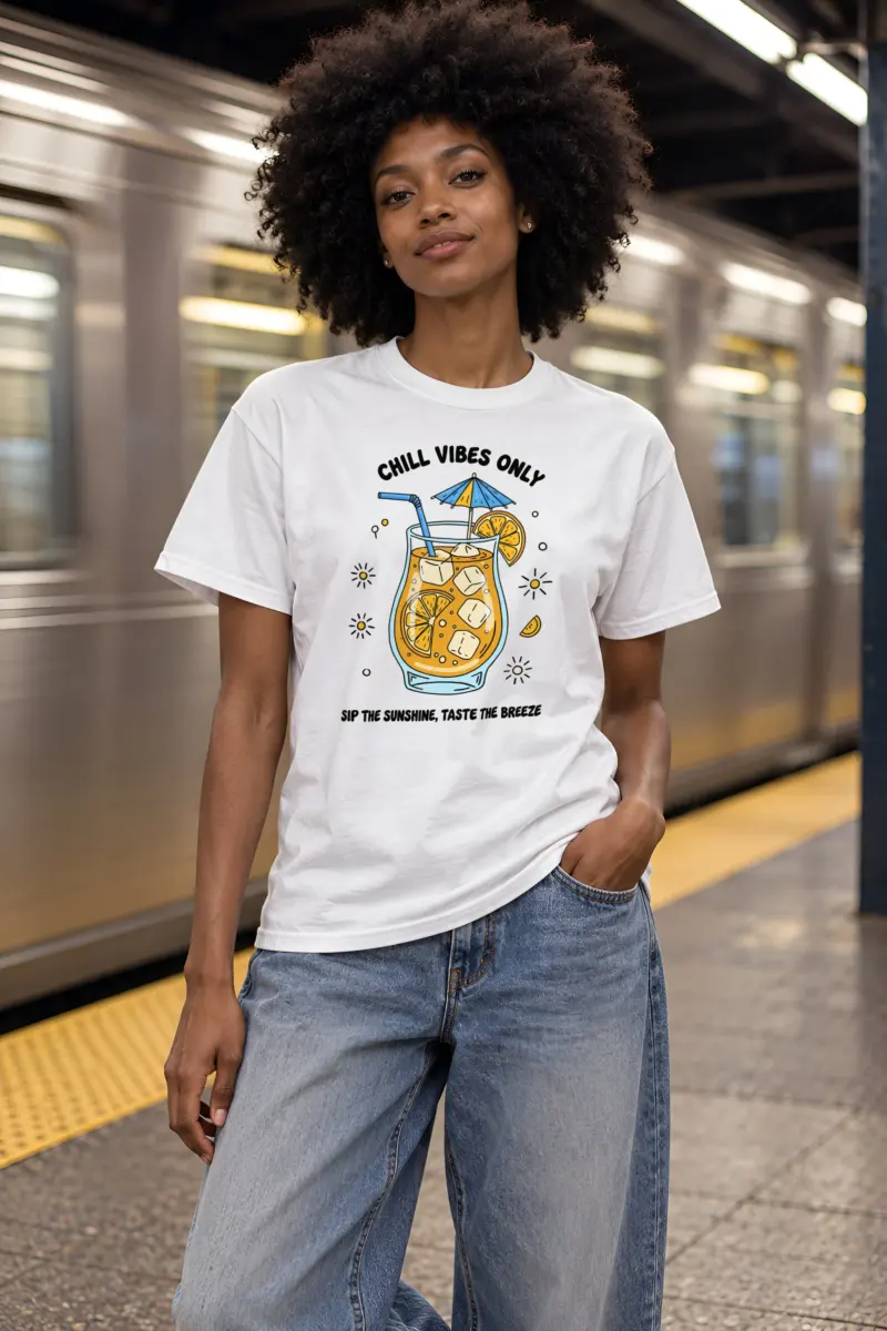 "Sunny Sips" Heavyweight Unisex Crewneck T-shirt