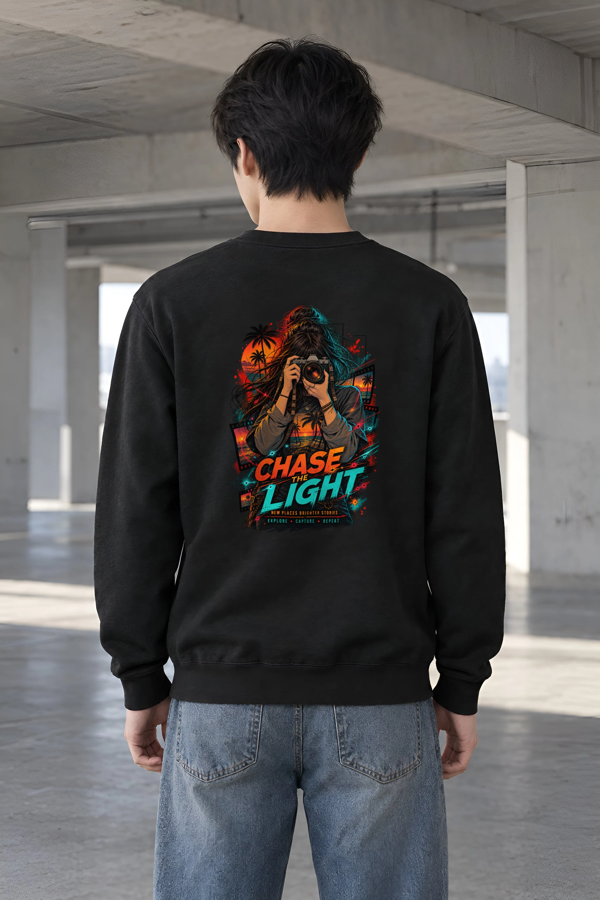 "Sunset Frame Run" Heavy Blend Unisex Crewneck Sweatshirt