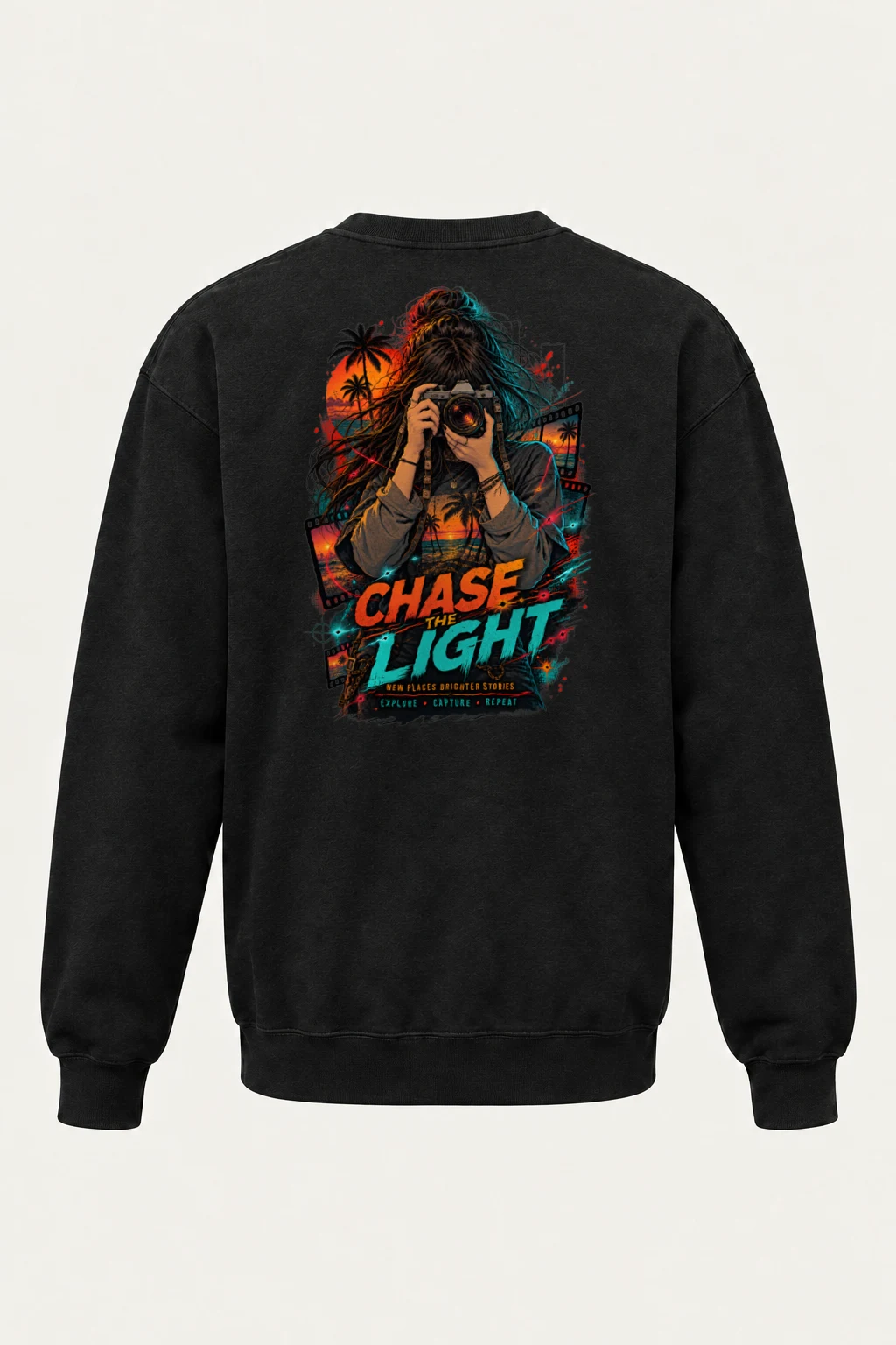 "Sunset Frame Run" Heavy Blend Unisex Crewneck Sweatshirt | Gildan 18000