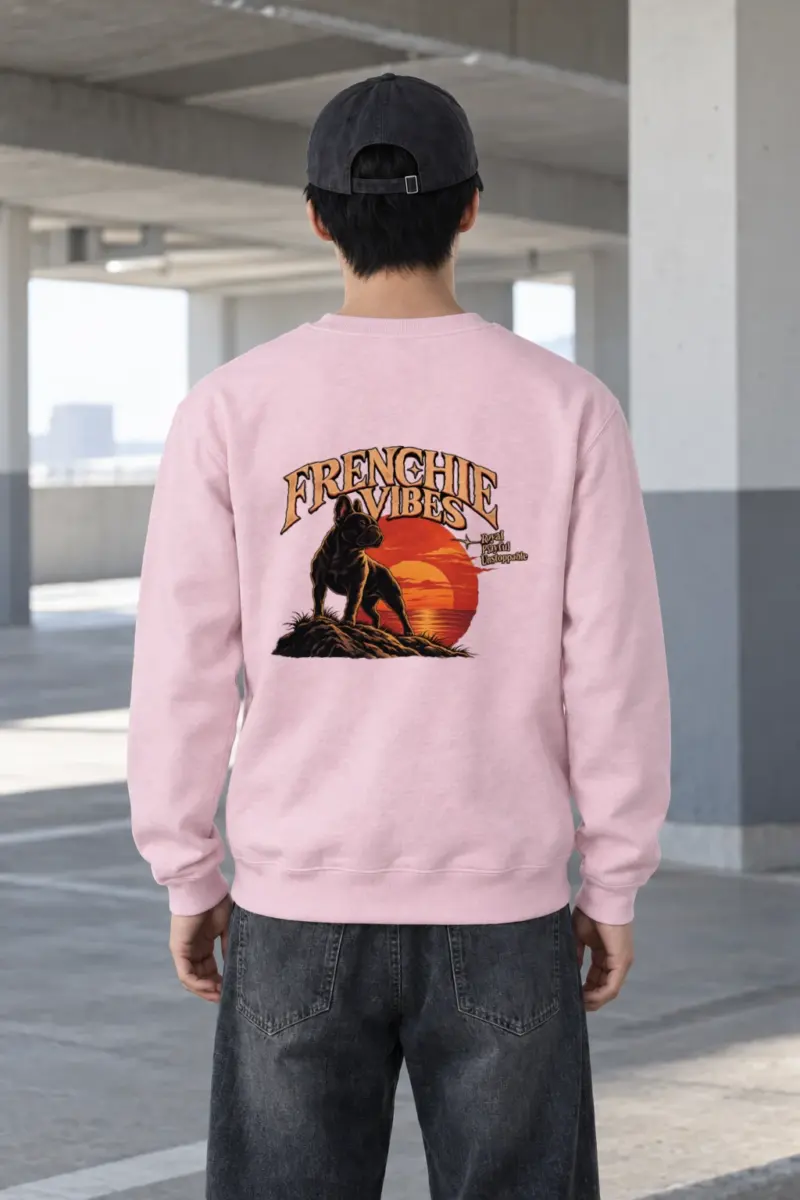 "Sunset French Bulldog" Heavy Blend Unisex Crewneck Sweatshirt