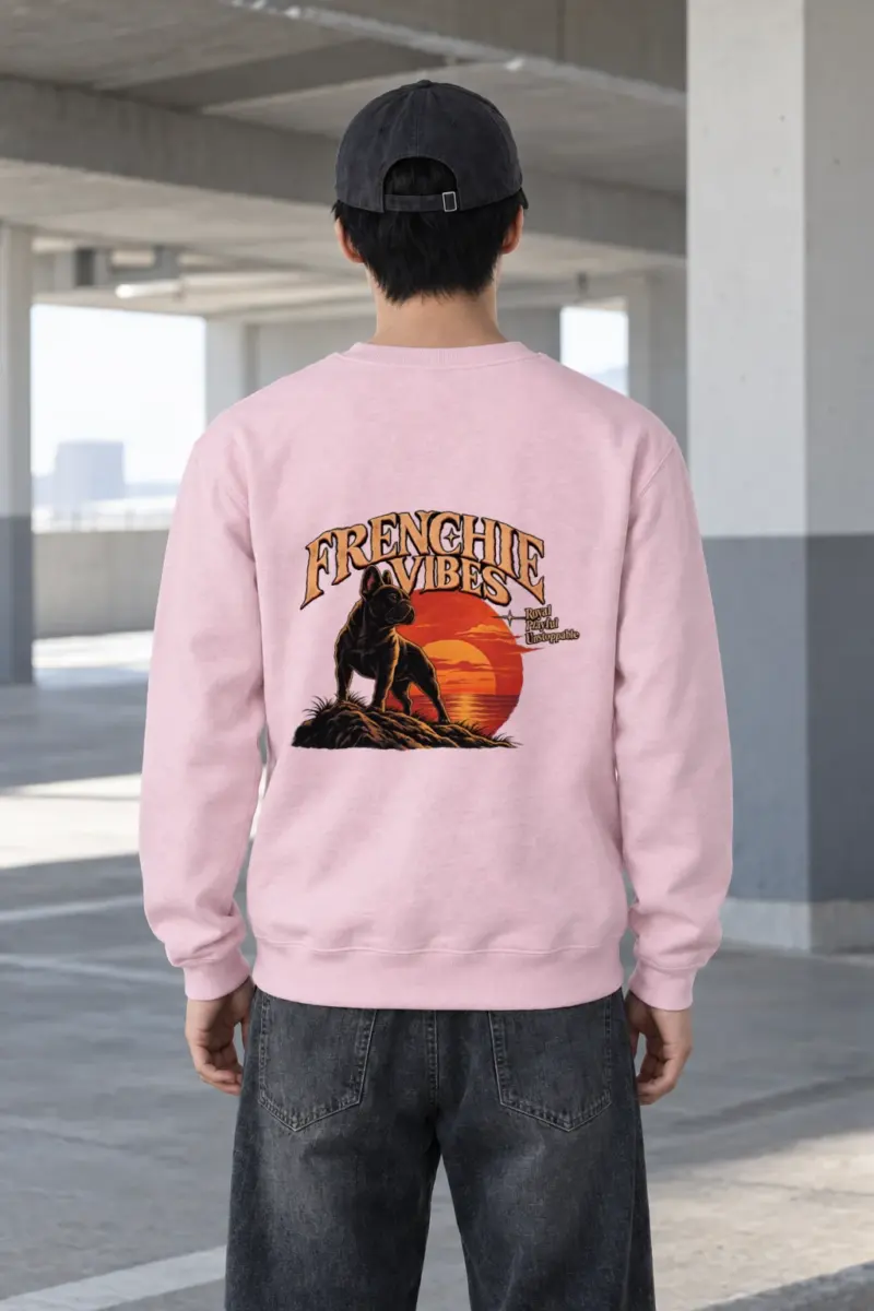 "Sunset French Bulldog" Heavy Blend Unisex Crewneck Sweatshirt