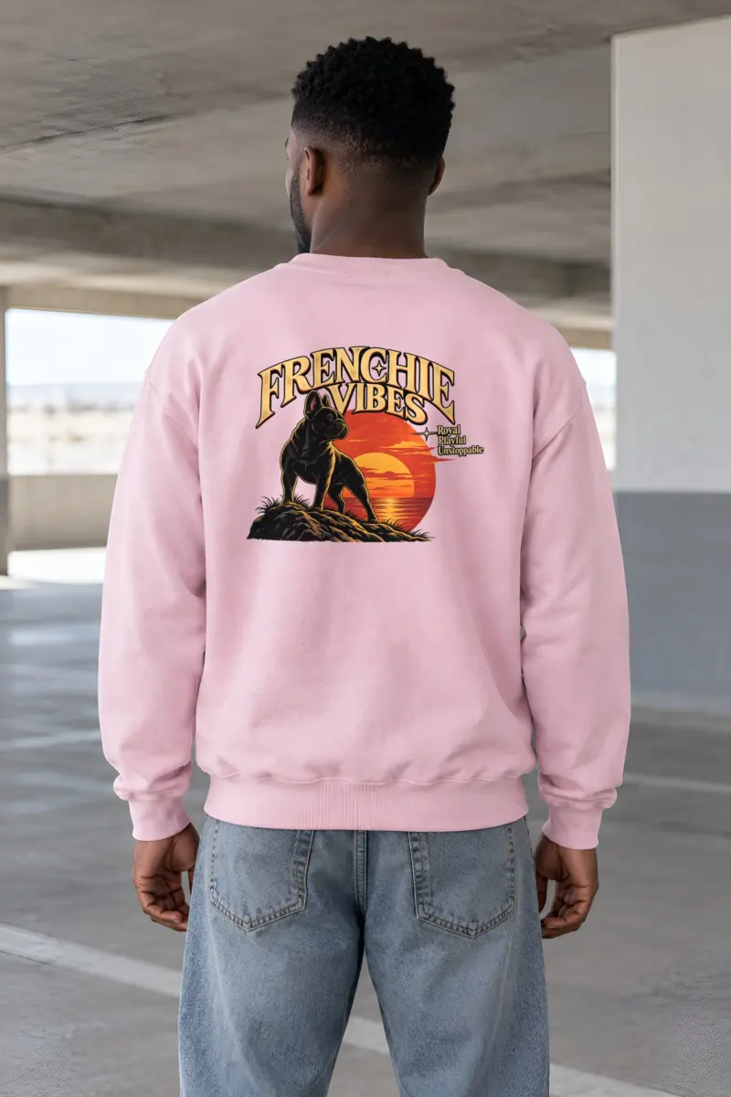 "Sunset French Bulldog" Heavy Blend Unisex Crewneck Sweatshirt
