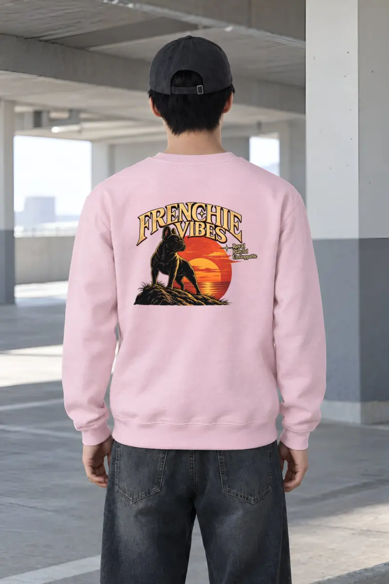 "Sunset French Bulldog" Heavy Blend Unisex Crewneck Sweatshirt