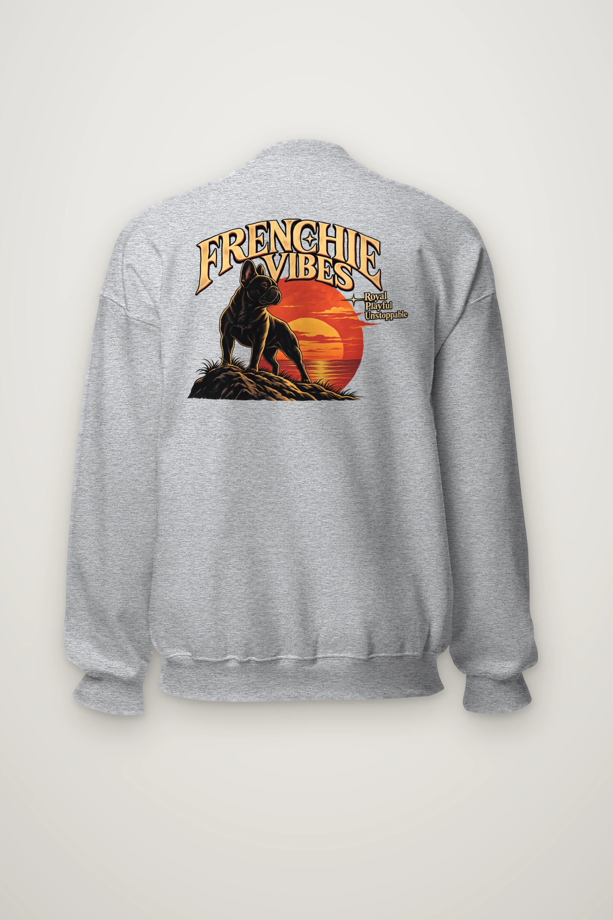 "Sunset French Bulldog" Heavy Blend Unisex Crewneck Sweatshirt