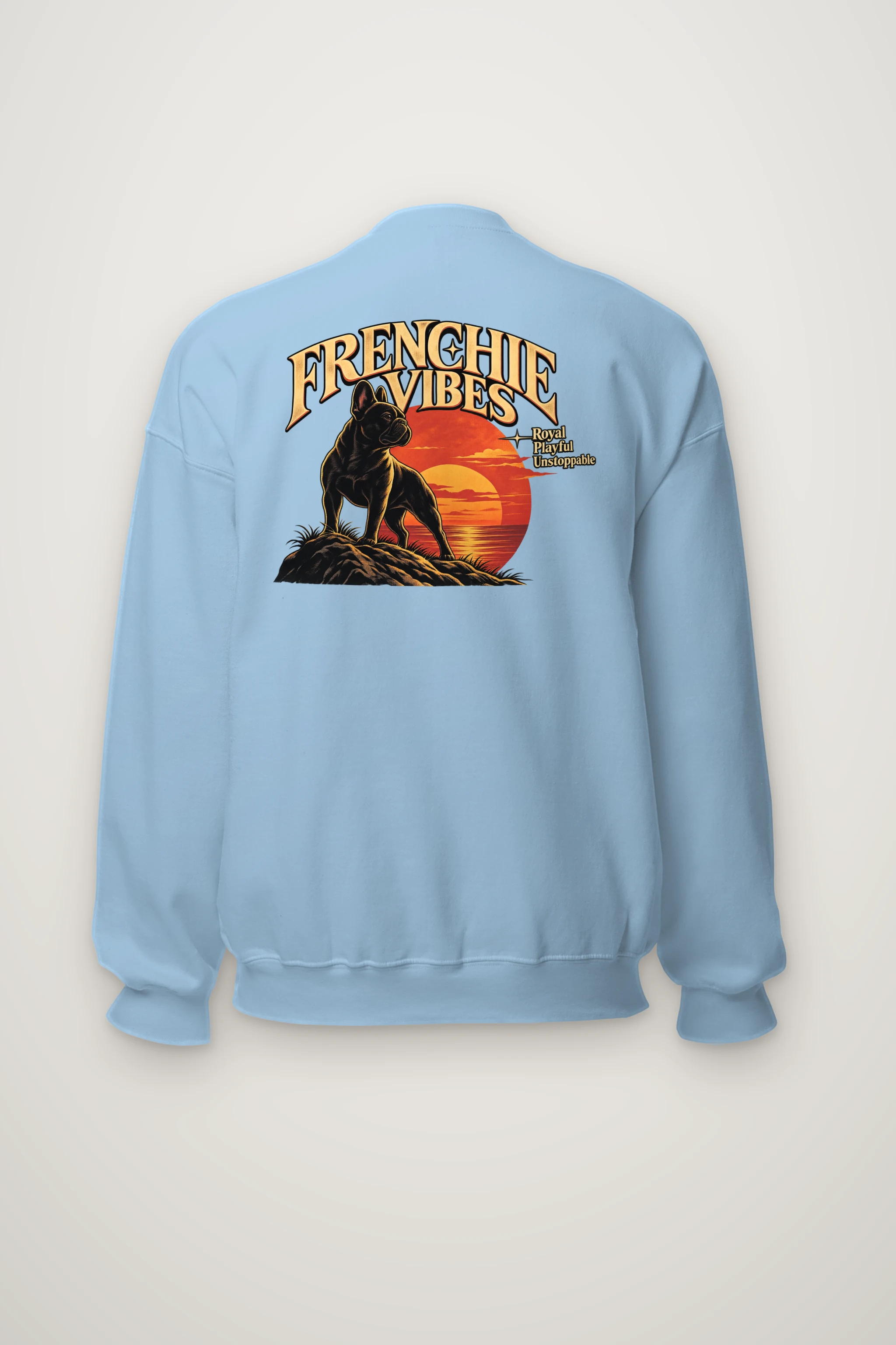 "Sunset French Bulldog" Heavy Blend Unisex Crewneck Sweatshirt
