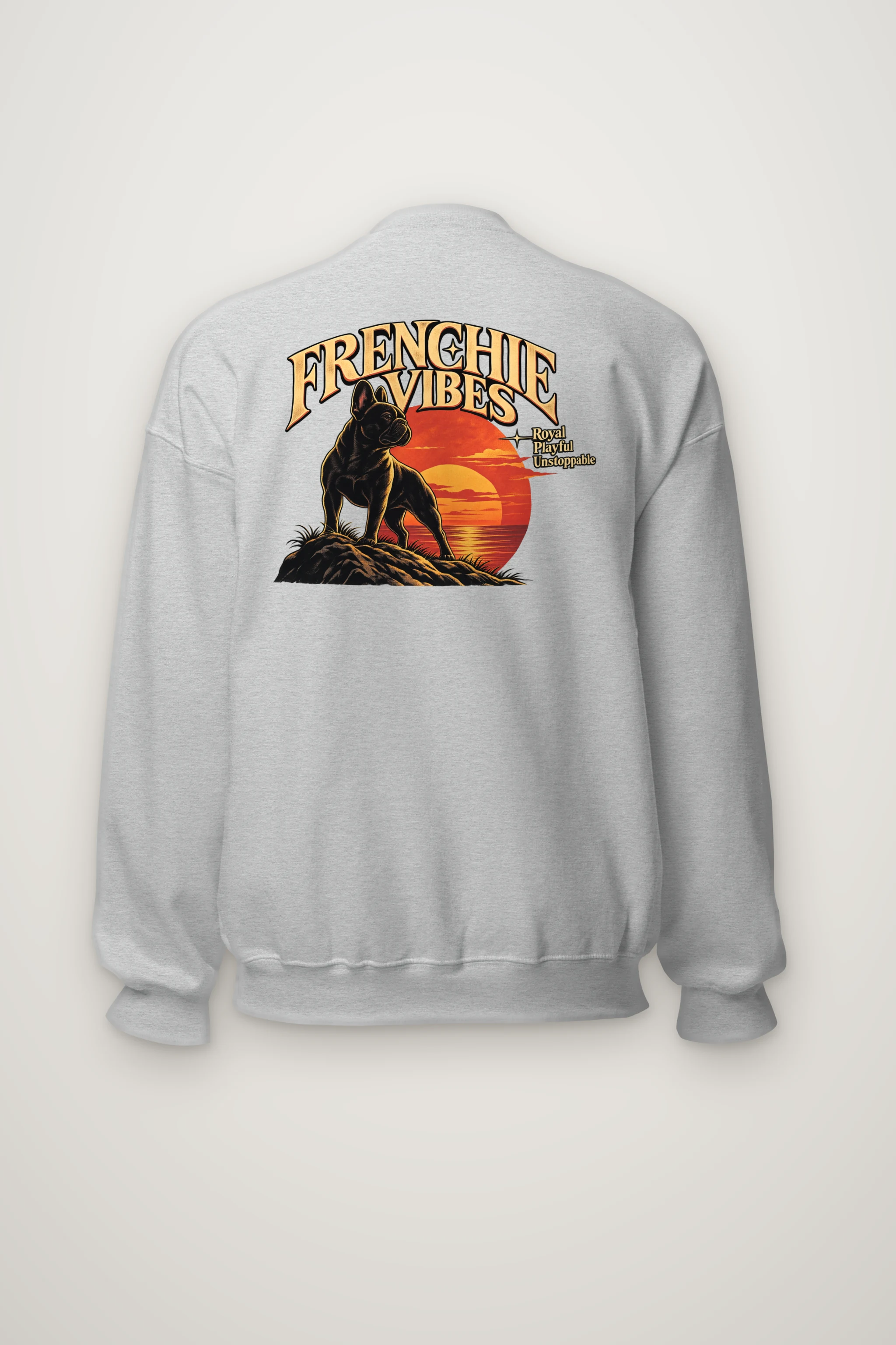 "Sunset French Bulldog" Heavy Blend Unisex Crewneck Sweatshirt