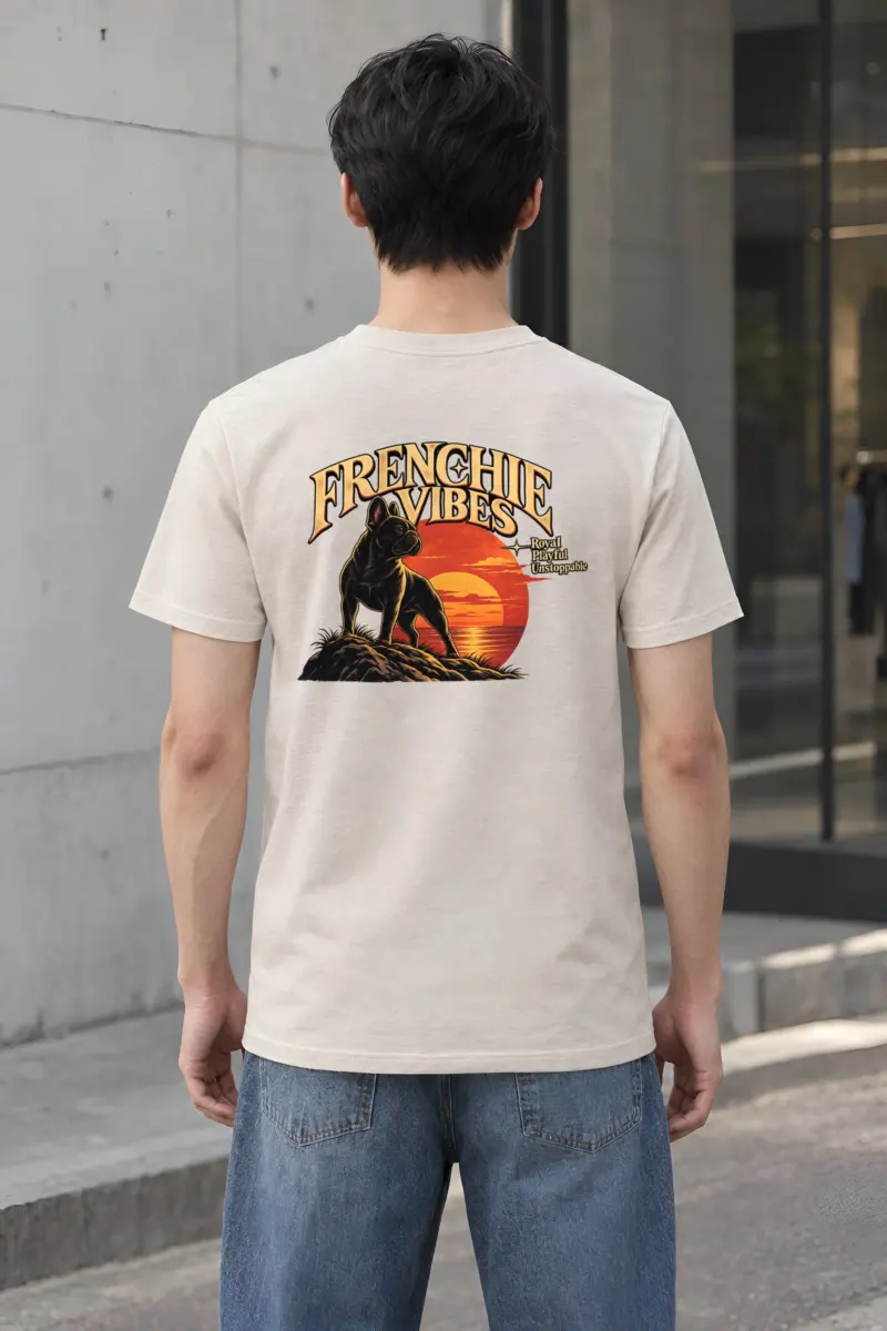 "Sunset French Bulldog" Heavyweight Unisex Crewneck T-shirt