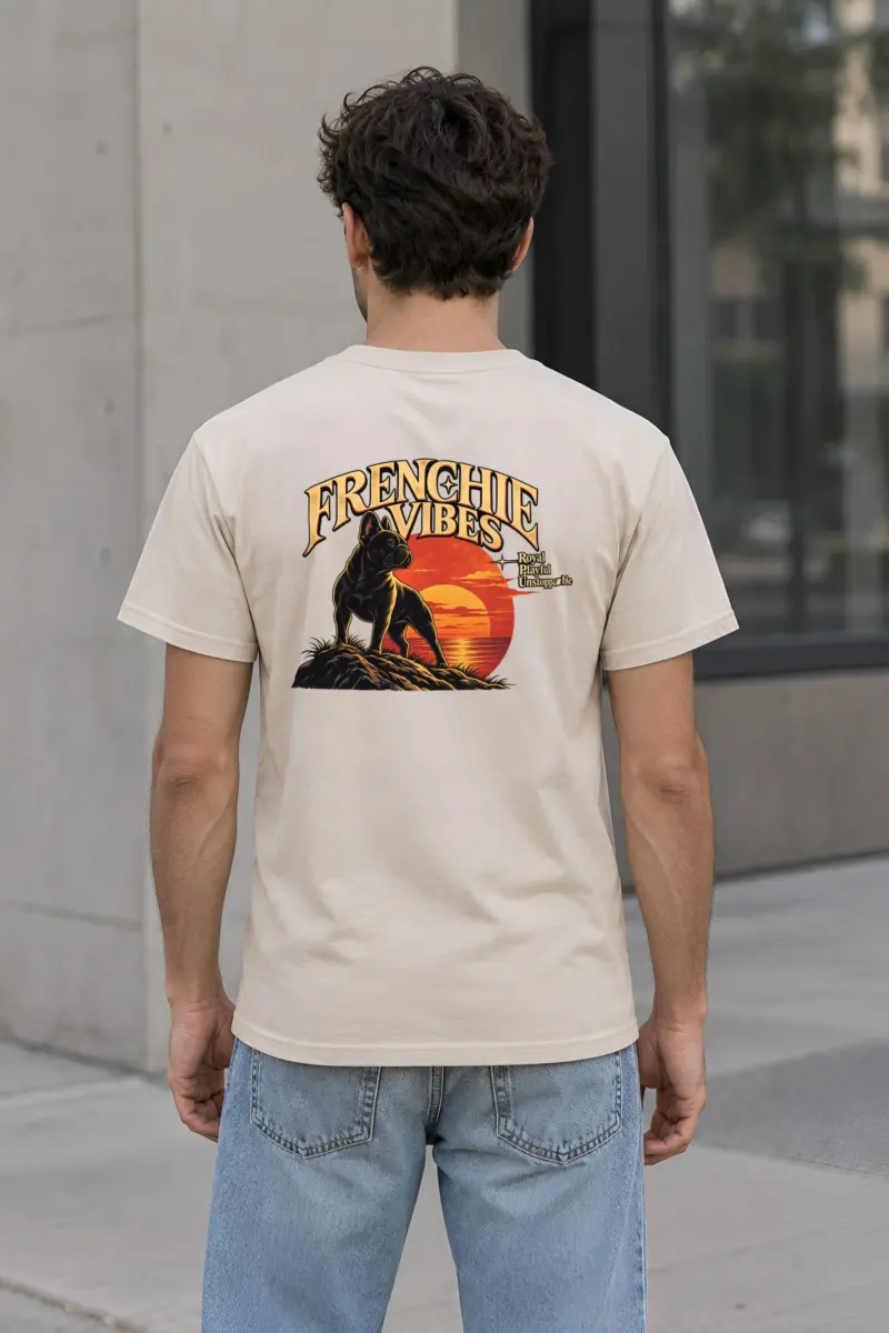 "Sunset French Bulldog" Heavyweight Unisex Crewneck T-shirt
