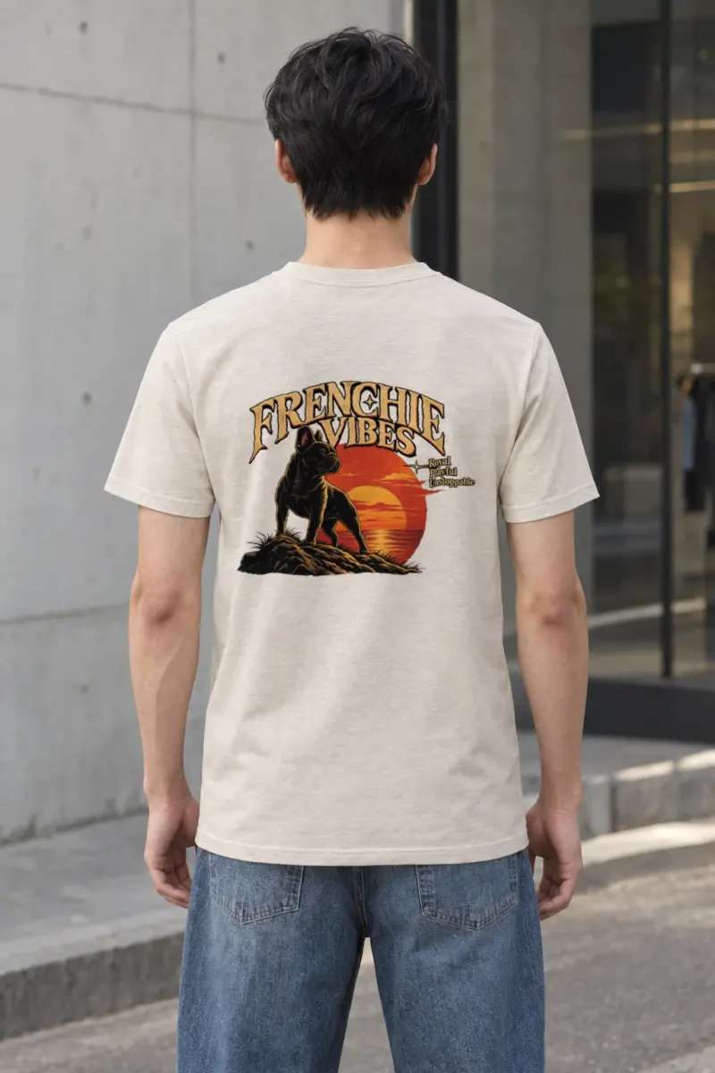 "Sunset French Bulldog" Heavyweight Unisex Crewneck T-shirt