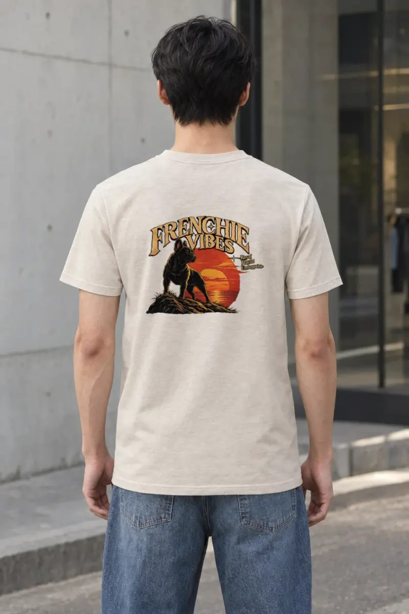 "Sunset French Bulldog" Heavyweight Unisex Crewneck T-shirt