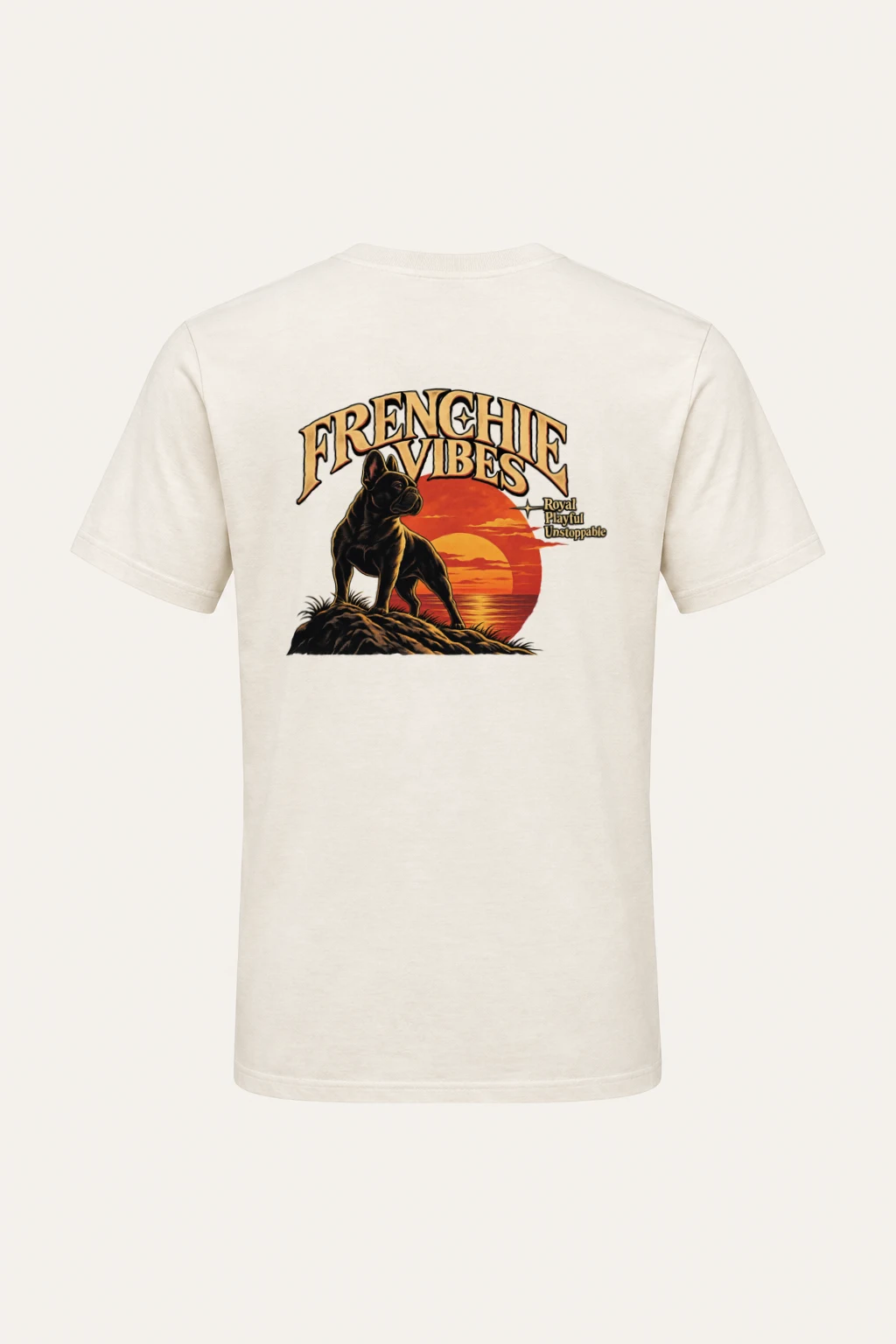 "Sunset French Bulldog" Heavyweight Unisex Crewneck T-shirt | Gildan 5000