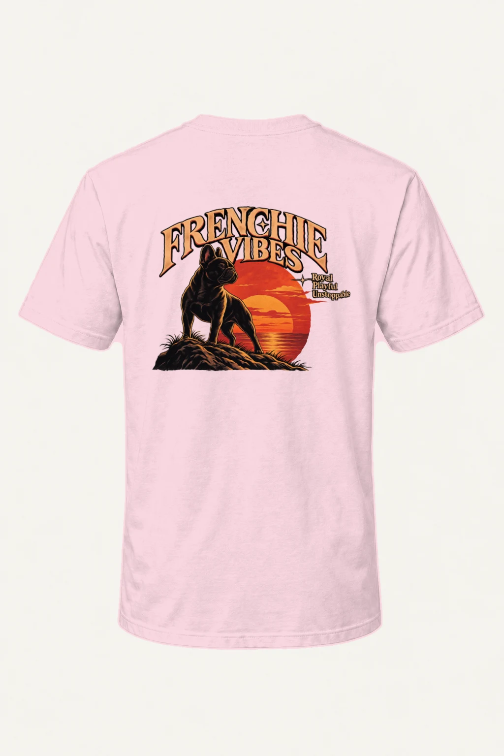 "Sunset French Bulldog" Heavyweight Unisex Crewneck T-shirt | Gildan 5000