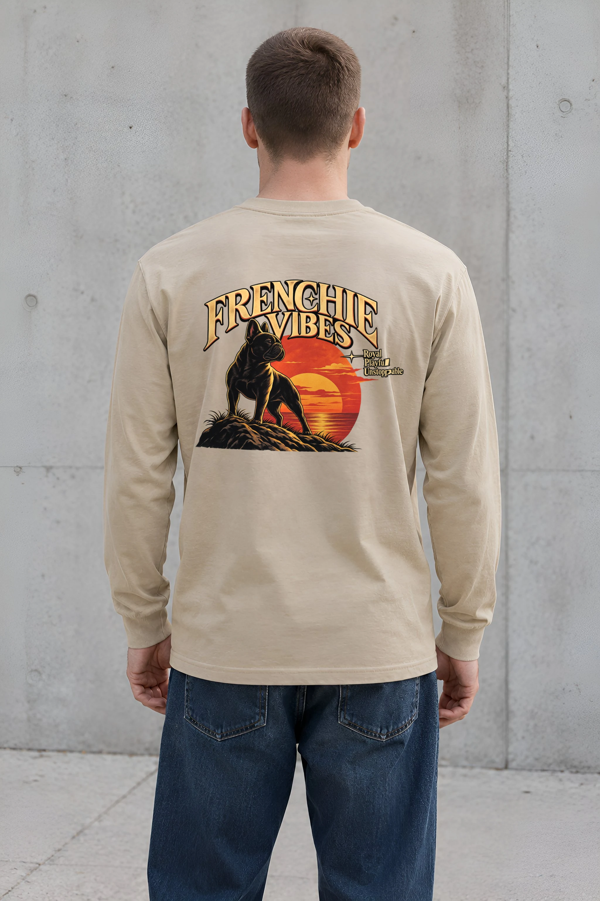 "Sunset French Bulldog" Unisex Longsleeve T-shirt