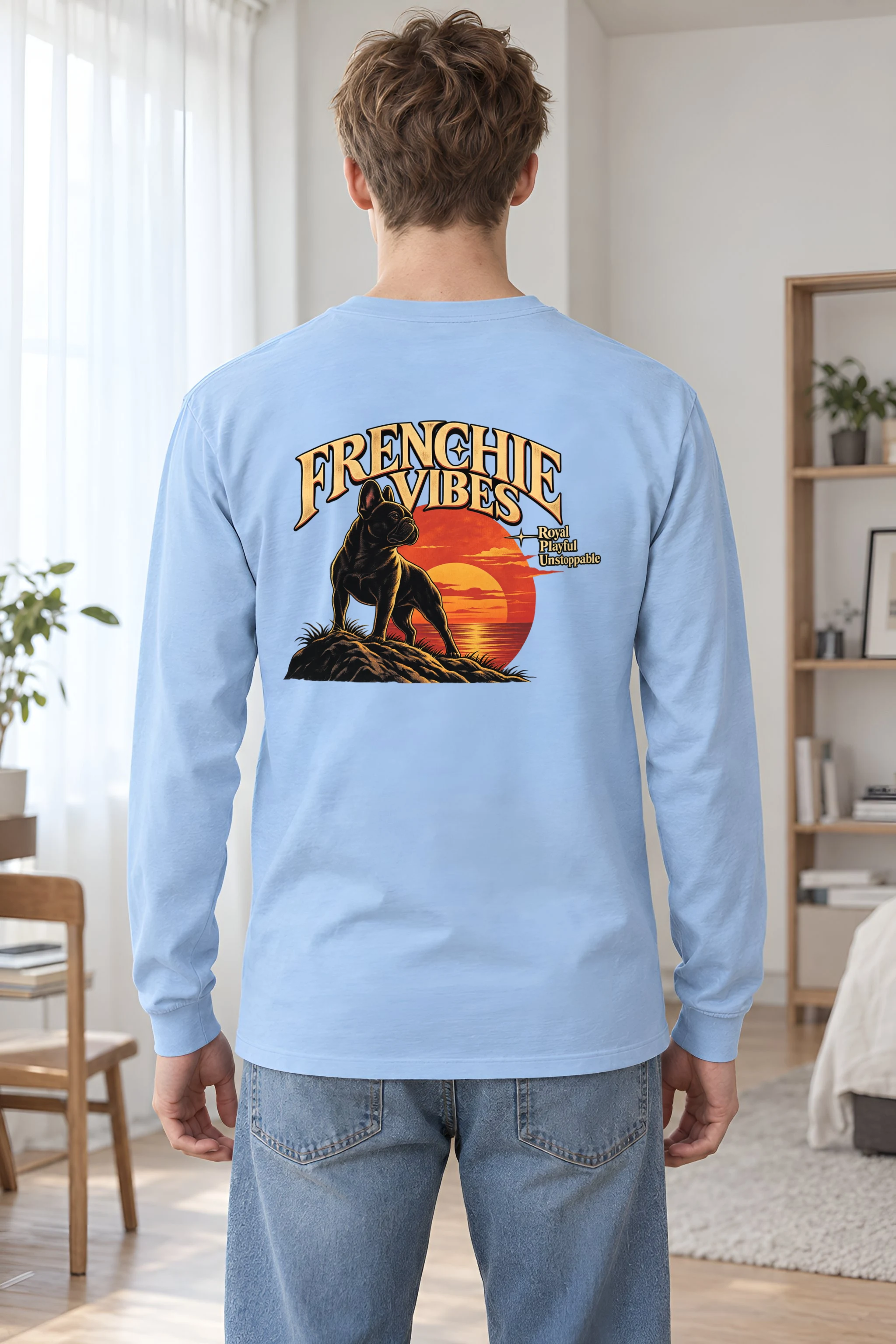 "Sunset French Bulldog" Unisex Longsleeve T-shirt
