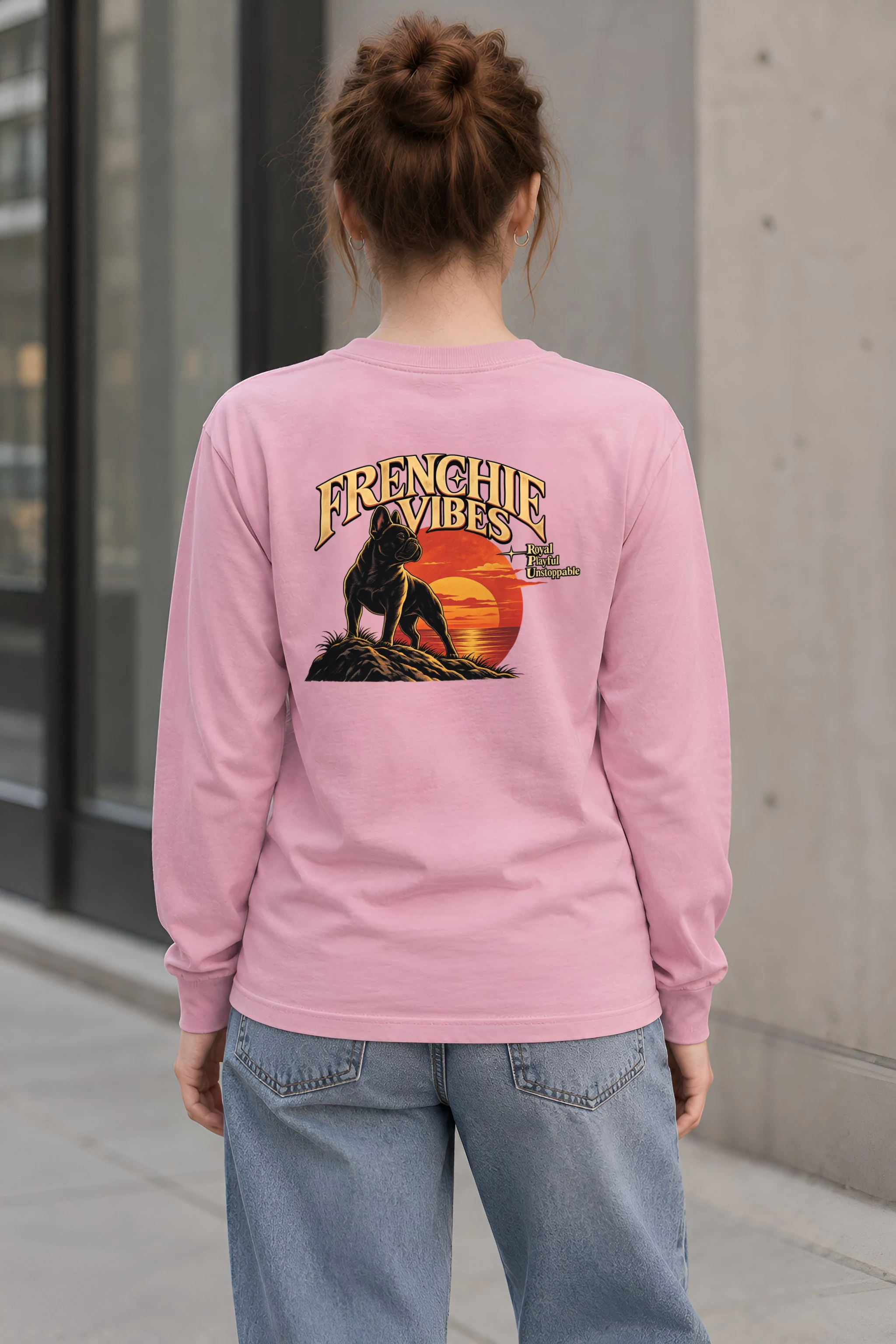 "Sunset French Bulldog" Unisex Longsleeve T-shirt