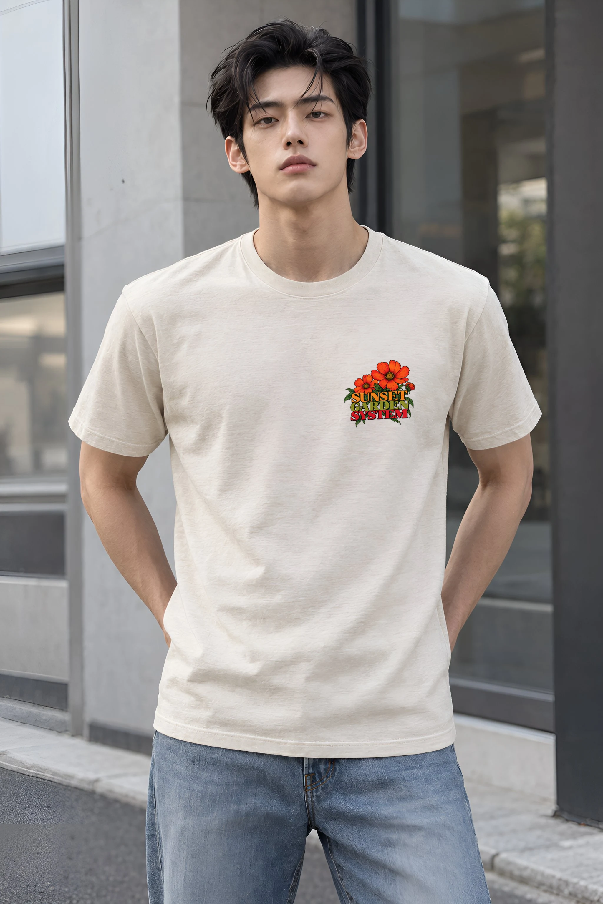 "Sunset Garden System" Heavyweight Unisex Crewneck T-shirt