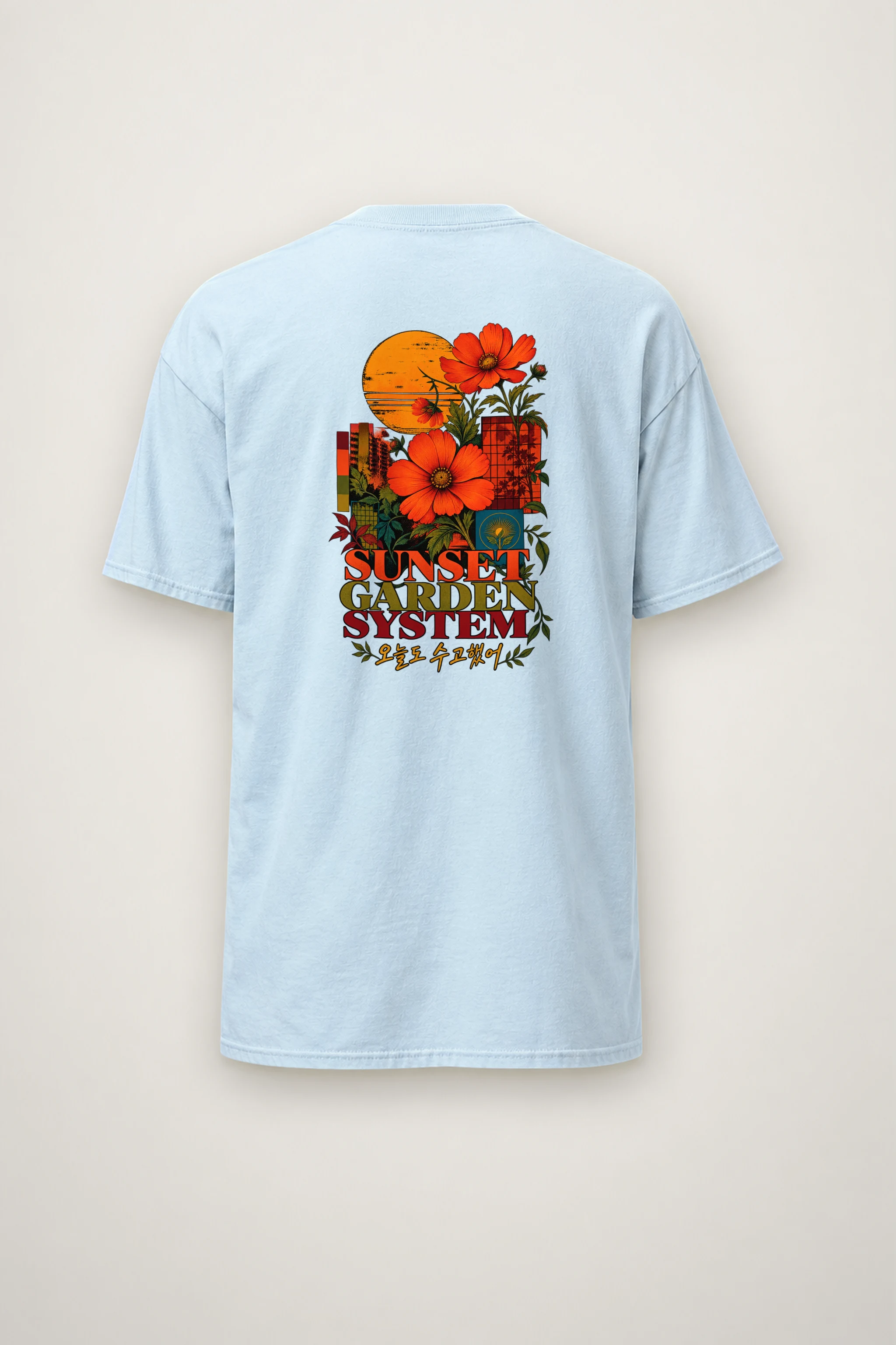 "Sunset Garden System" Heavyweight Unisex Crewneck T-shirt