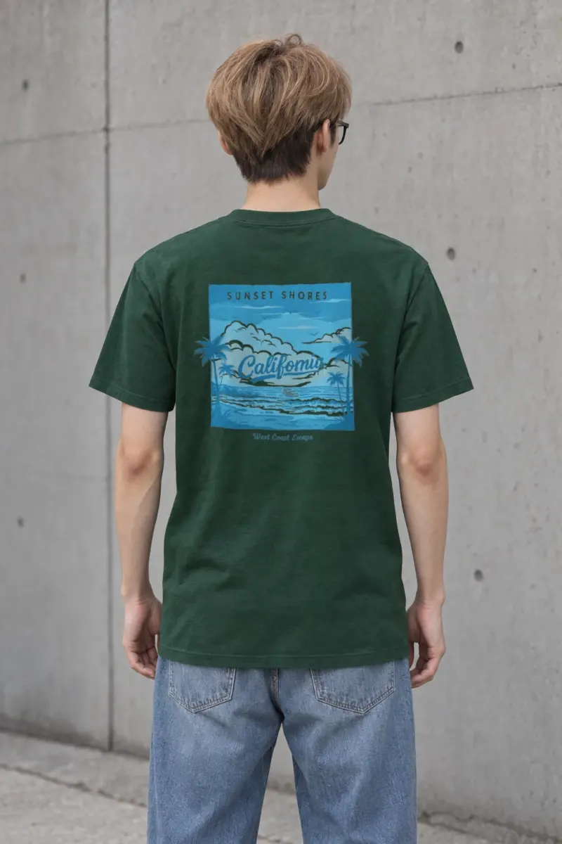 "Sunset Shores" Heavyweight Unisex Crewneck T-shirt