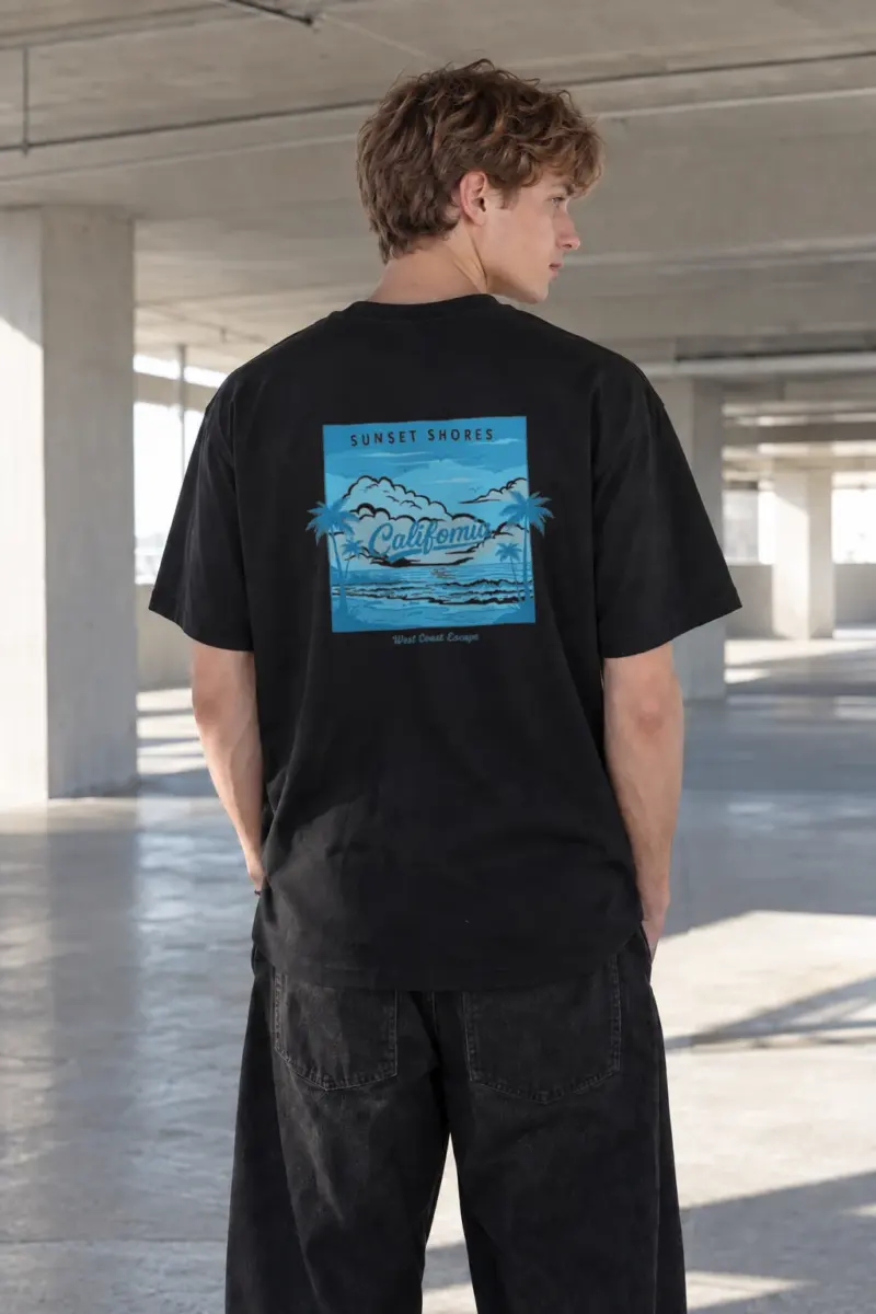 "Sunset Shores" Heavyweight Unisex Crewneck T-shirt | Gildan 5000